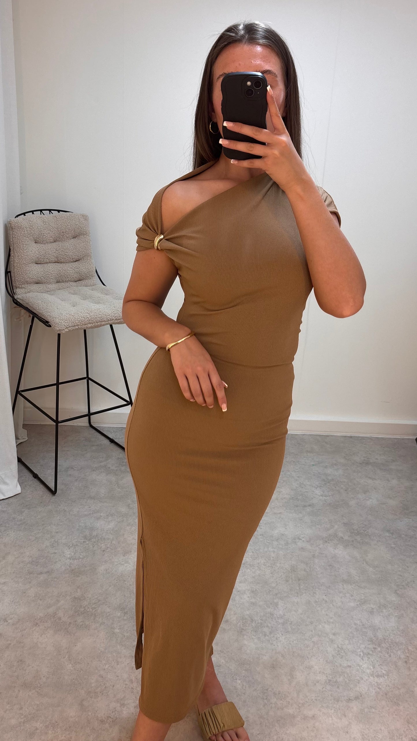 Off-Shoulder Bodycon Holiday Lightweight Dress with Split