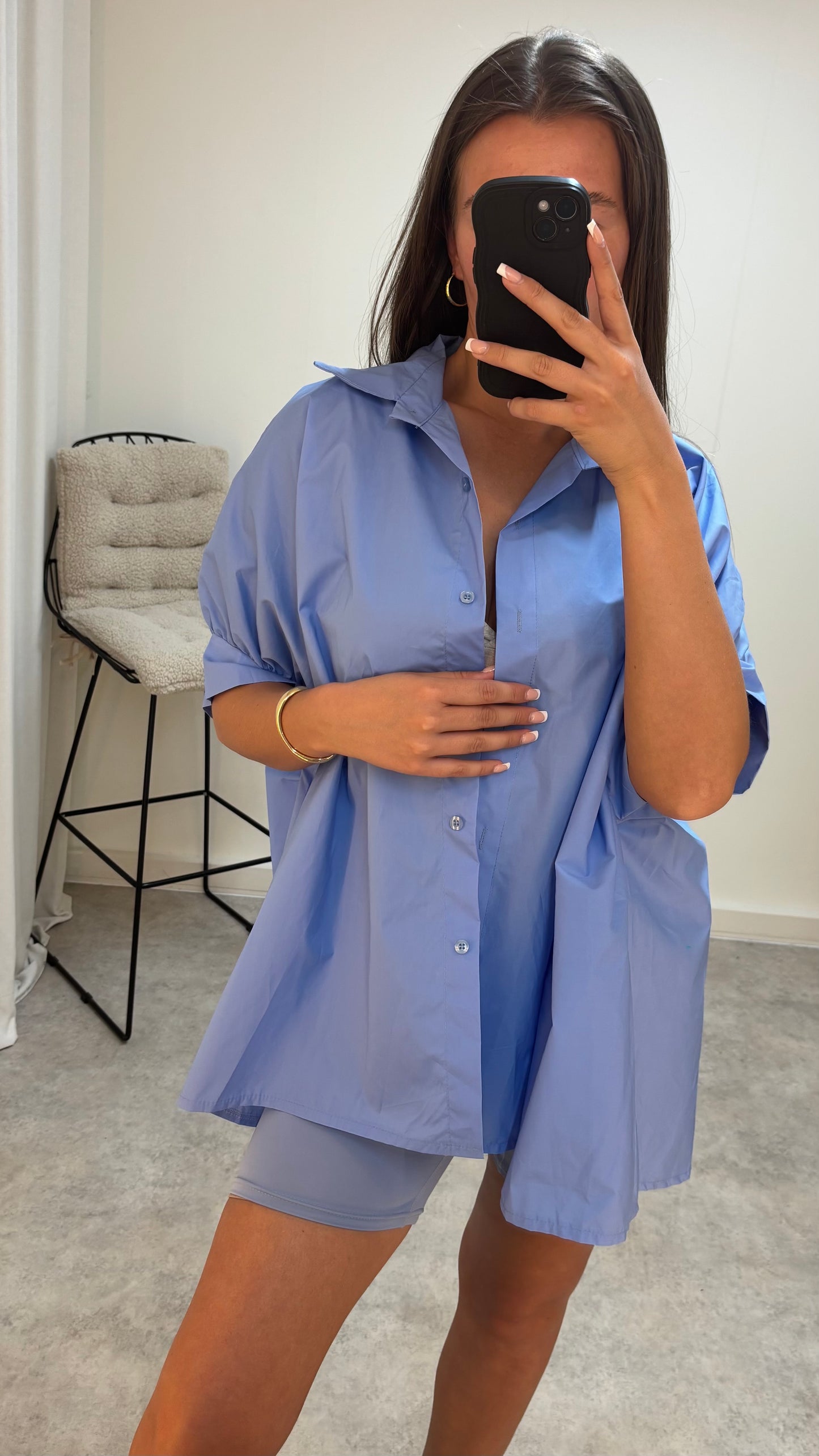 Cotton Oversized Lightweight Puffed Sleeve Shirt
