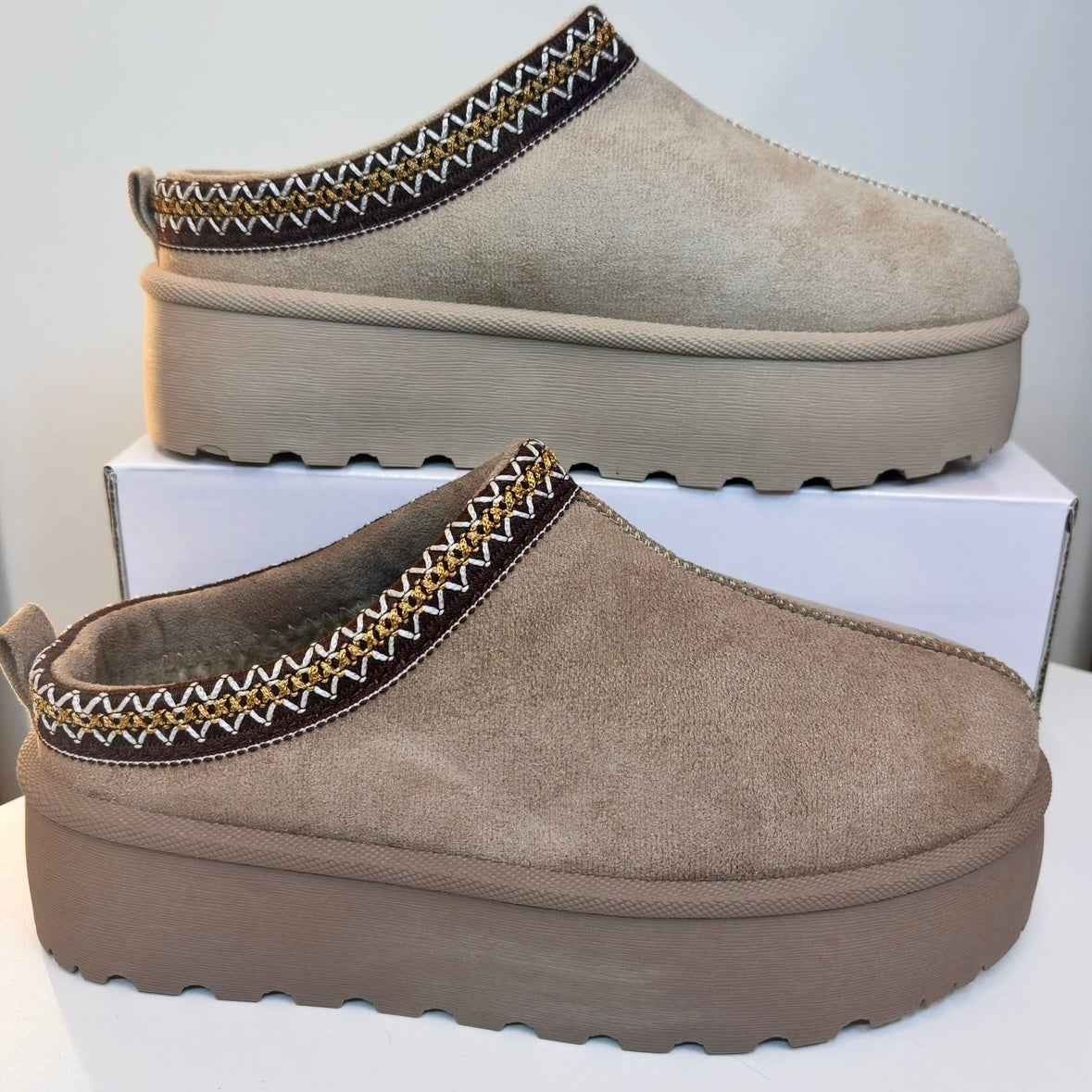 TASMIN chunky fur-lined outdoor winter slipper shoes