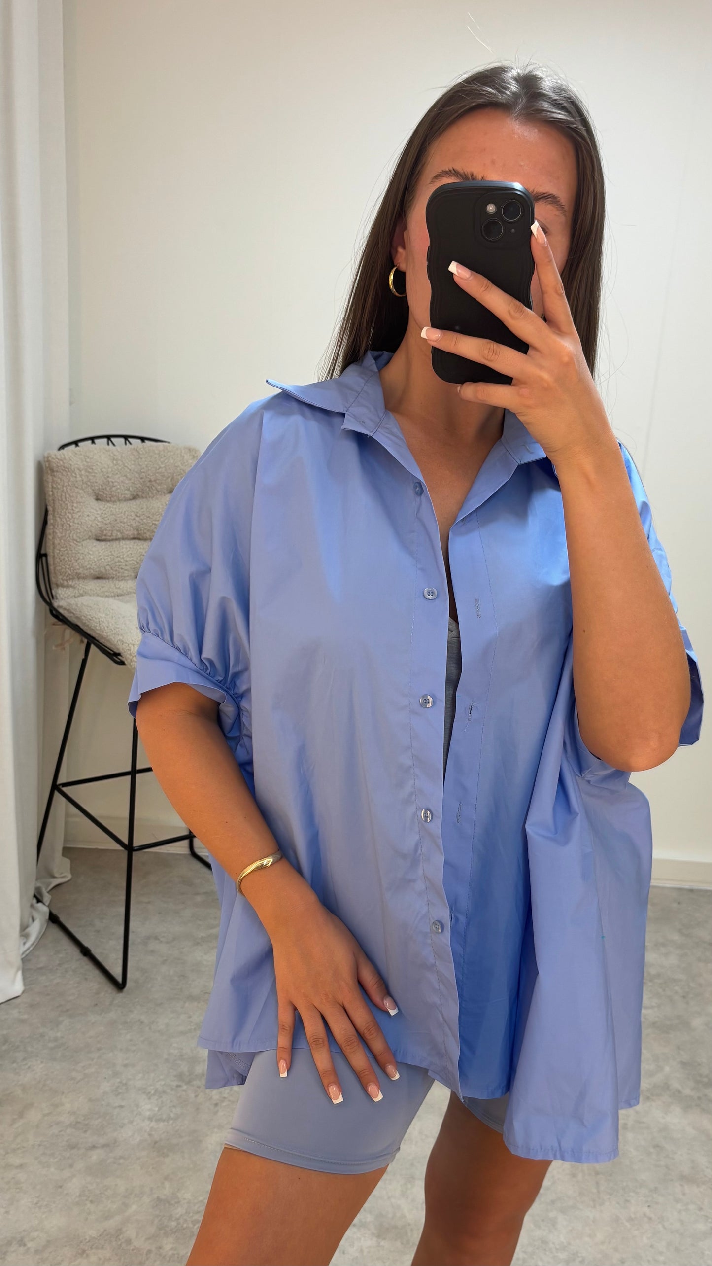 Cotton Oversized Lightweight Puffed Sleeve Shirt