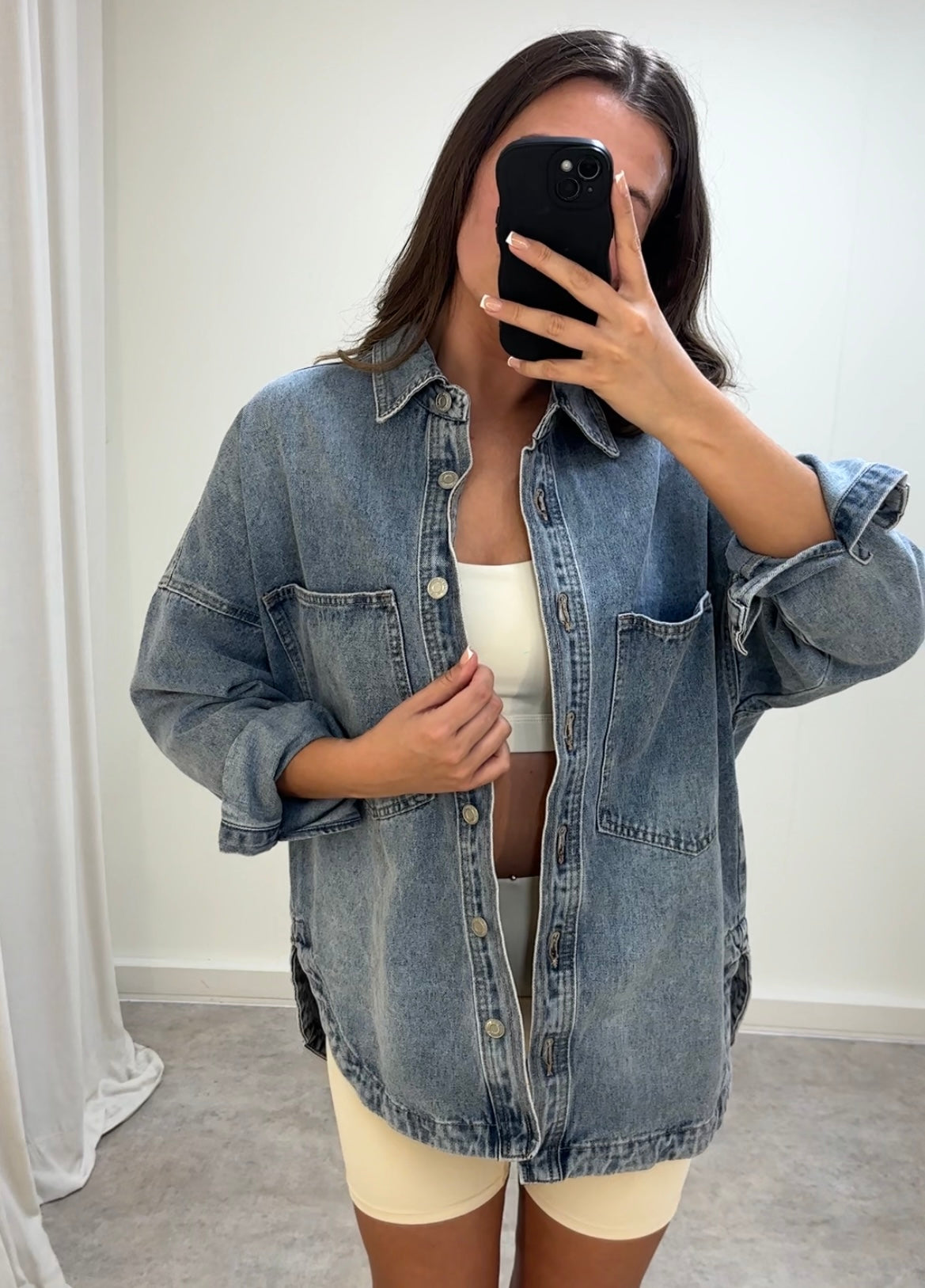 Oversized Pure Cotton Denim Shacket