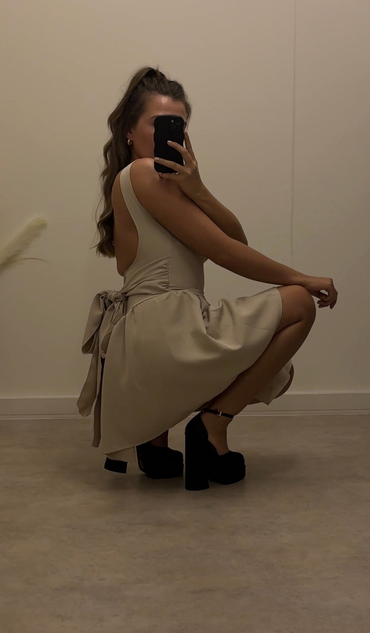 BOW backless skater dress