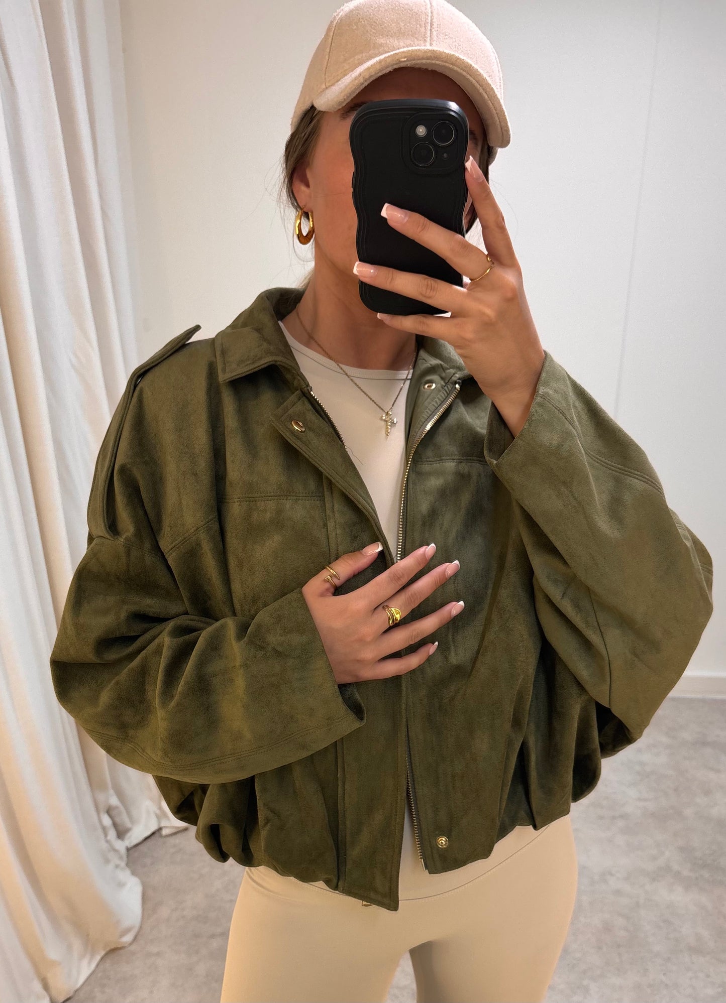 SUEDE-TOUCH BOMBER JACKET