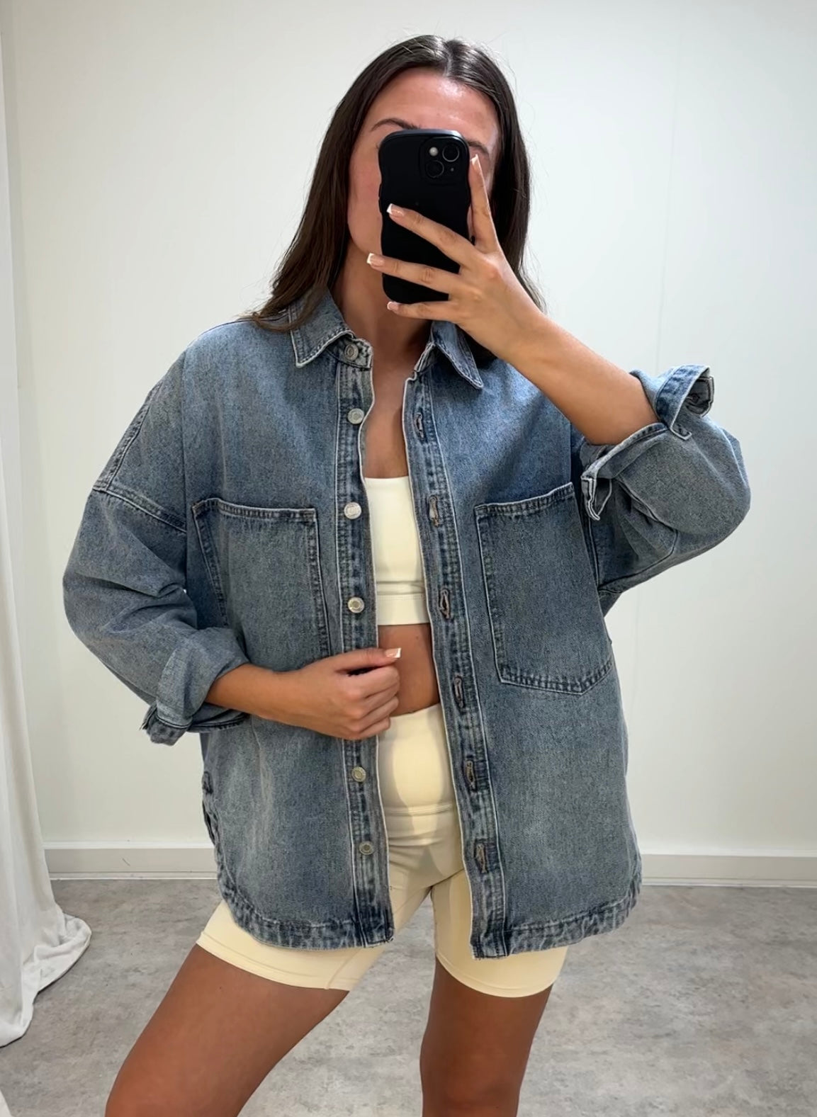Oversized Pure Cotton Denim Shacket