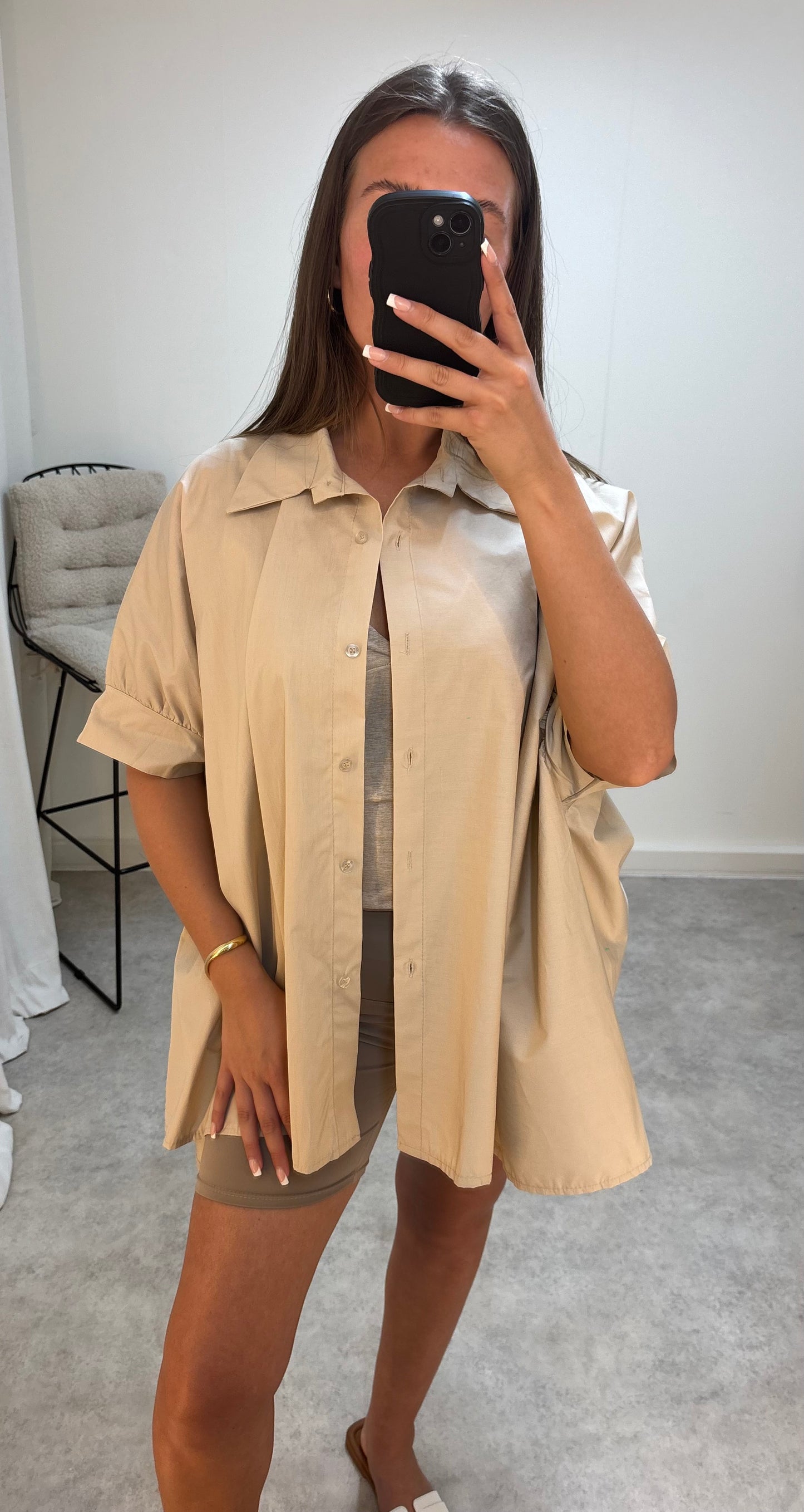 Cotton Oversized Lightweight Puffed Sleeve Shirt