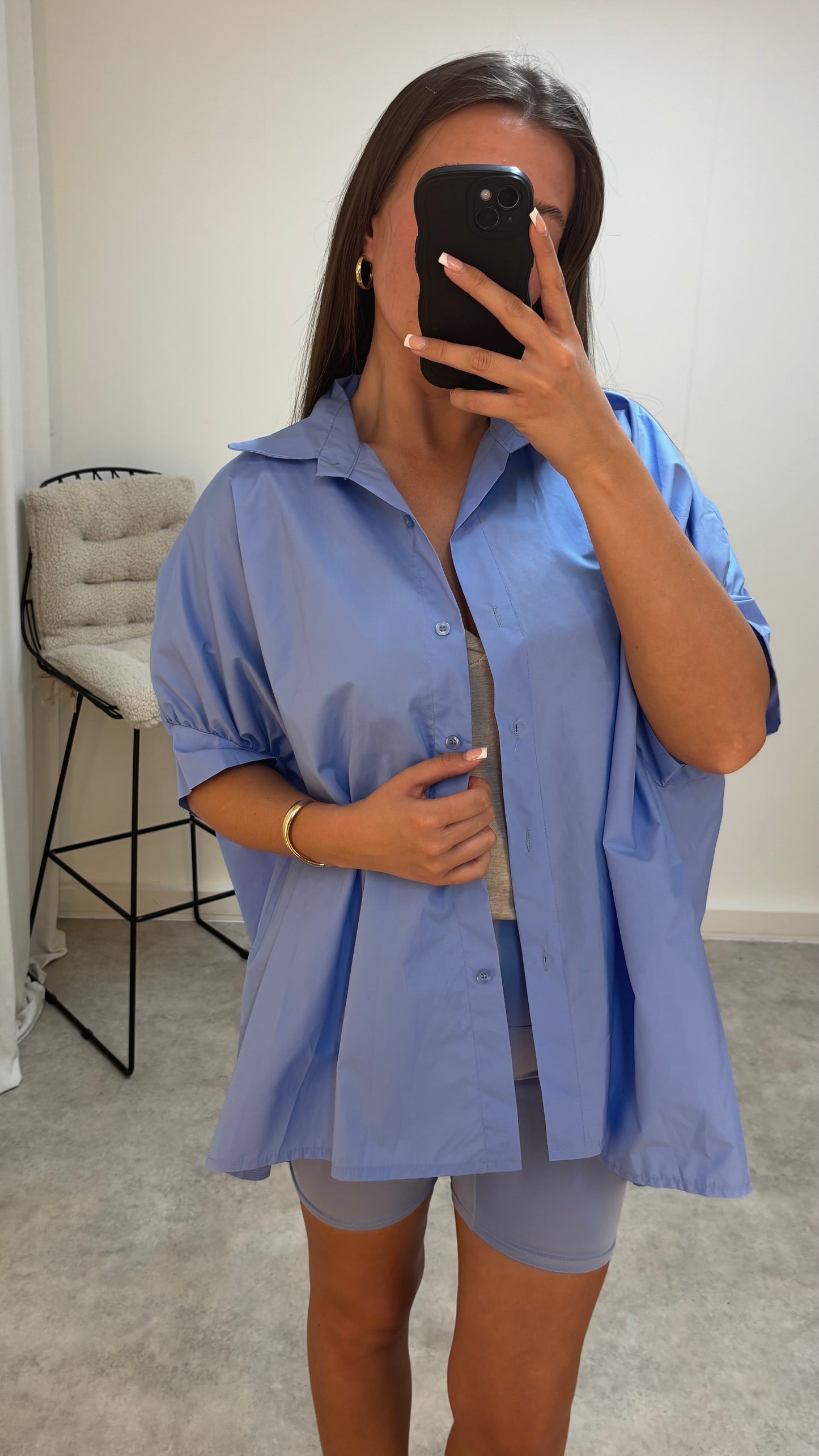 Cotton Oversized Lightweight Puffed Sleeve Shirt