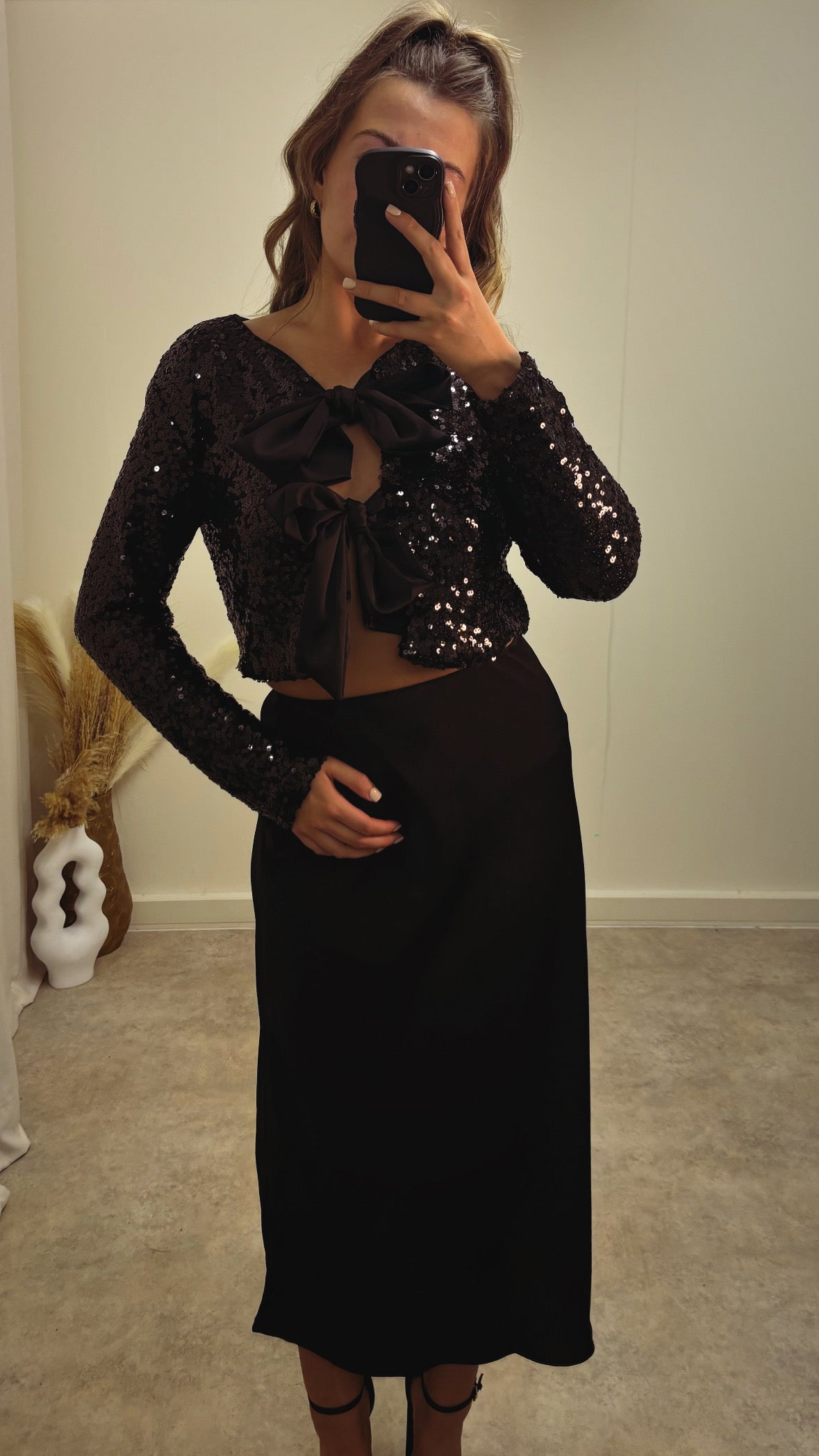 CIARA satin midi skirt