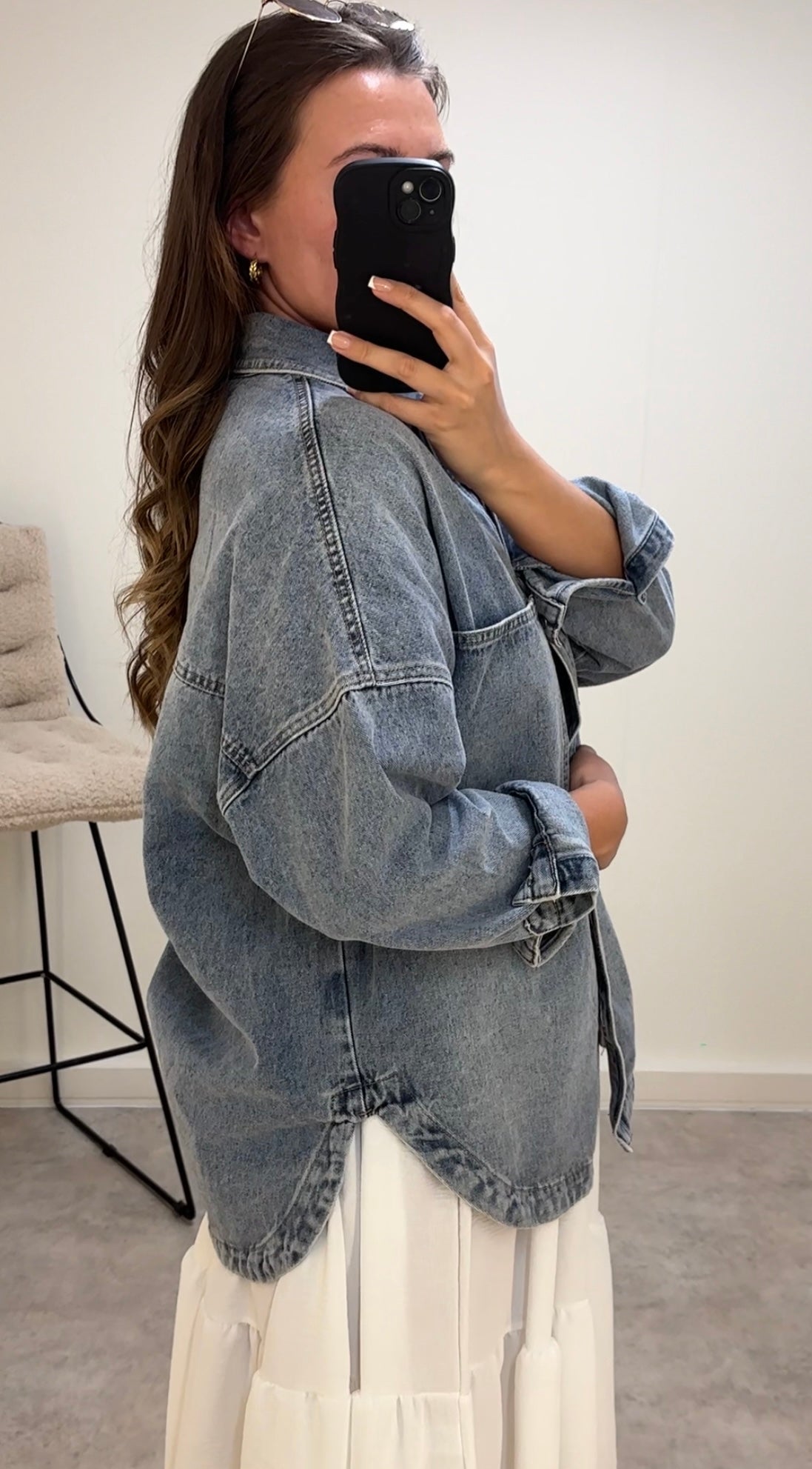 Oversized Pure Cotton Denim Shacket