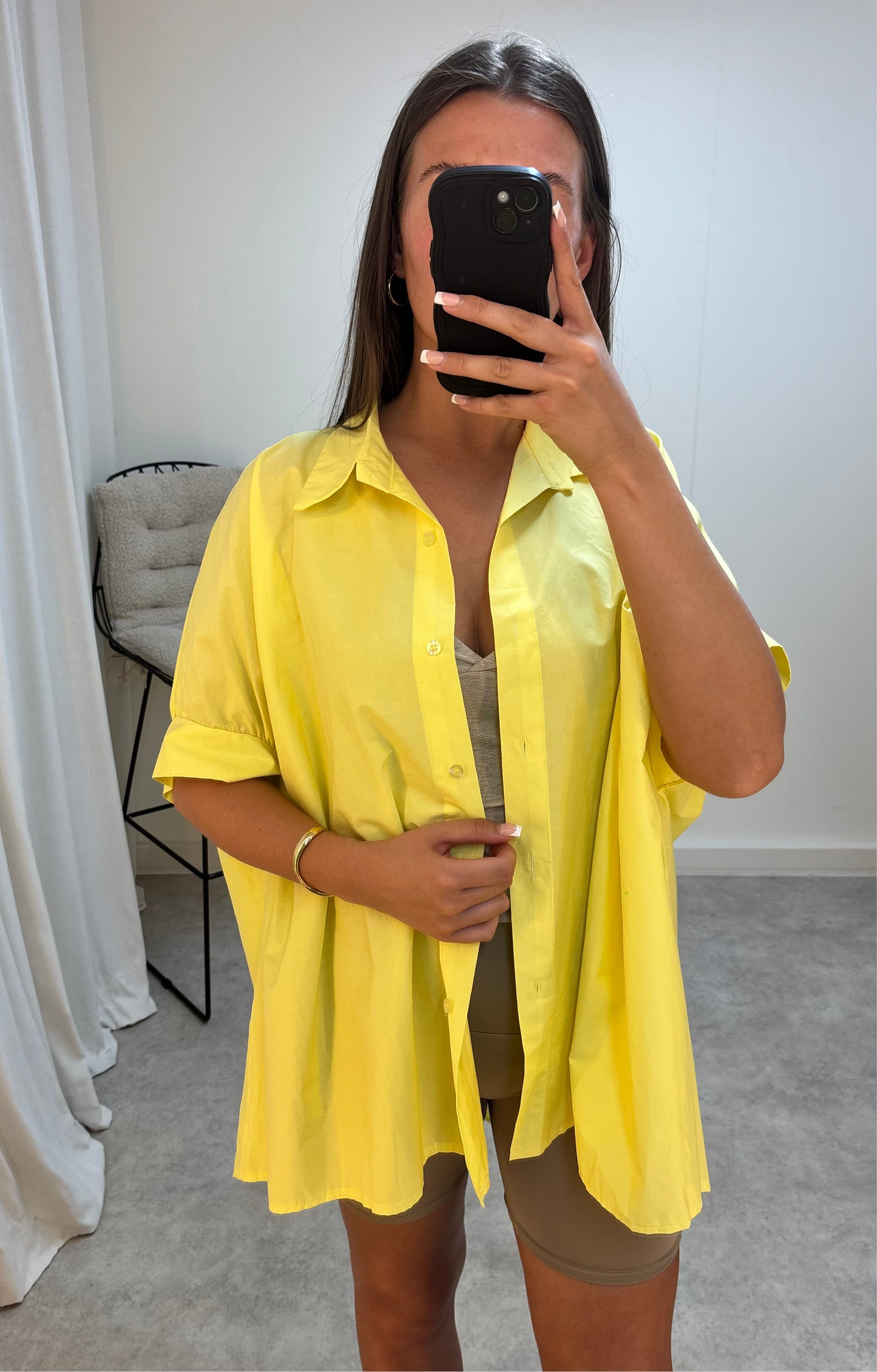 Cotton Oversized Lightweight Puffed Sleeve Shirt