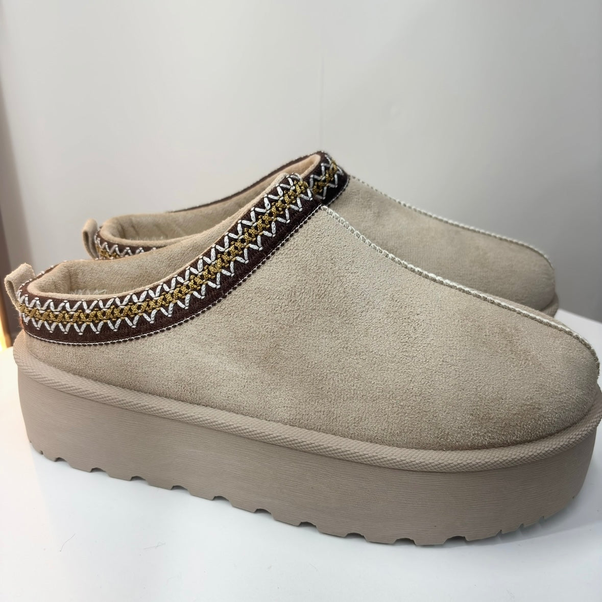 TASMIN chunky fur-lined outdoor winter slipper shoes