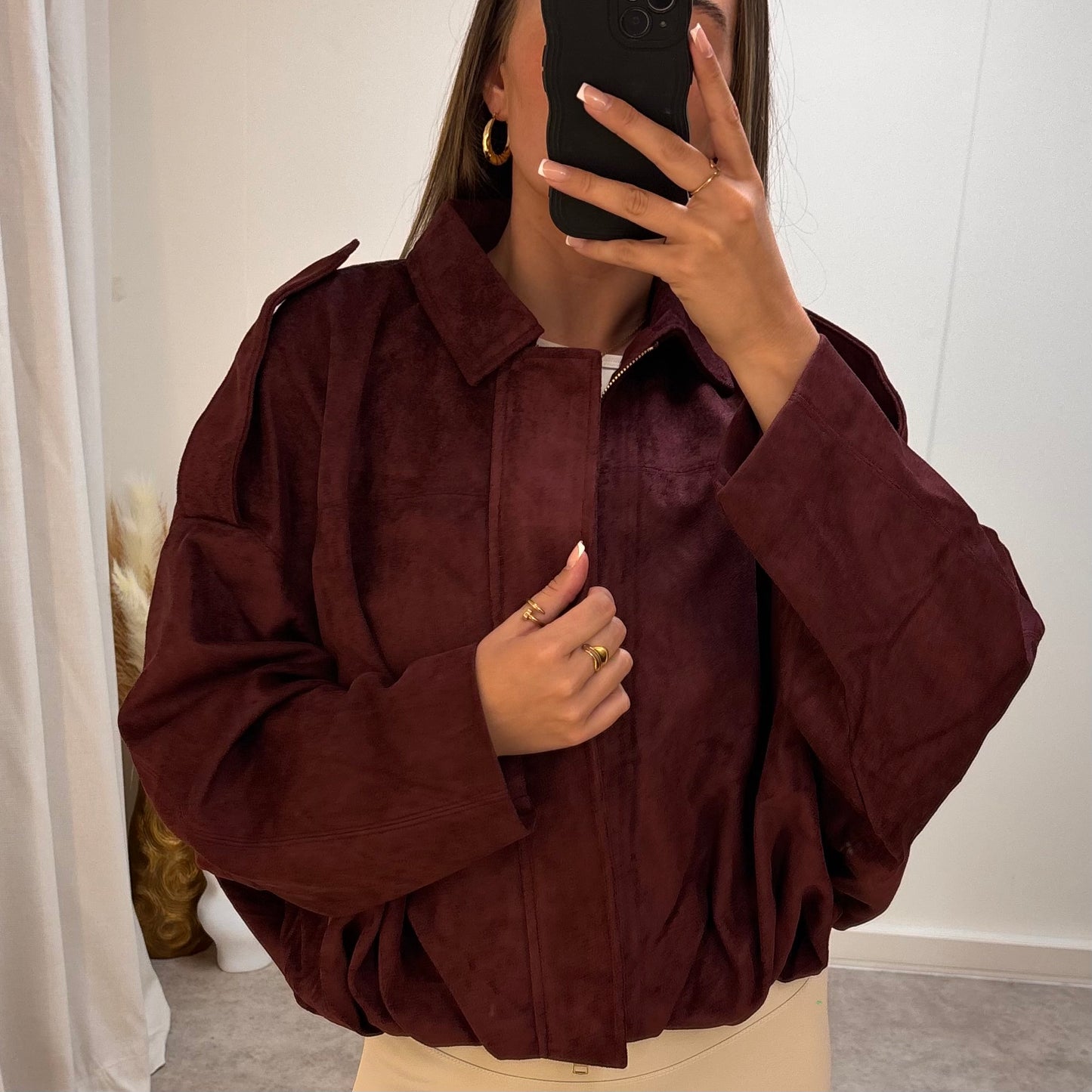 SUEDE-TOUCH BOMBER JACKET
