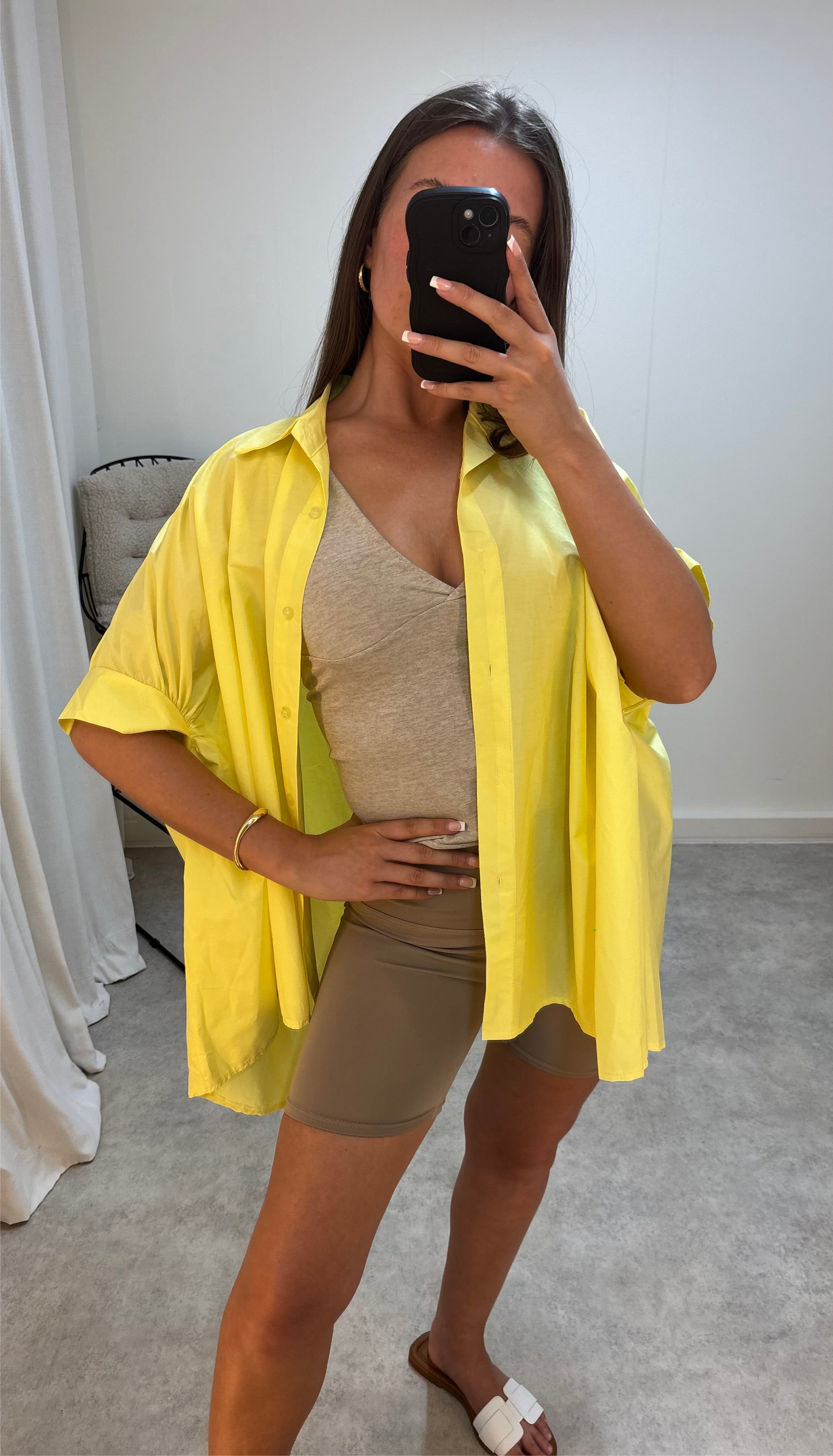 Cotton Oversized Lightweight Puffed Sleeve Shirt