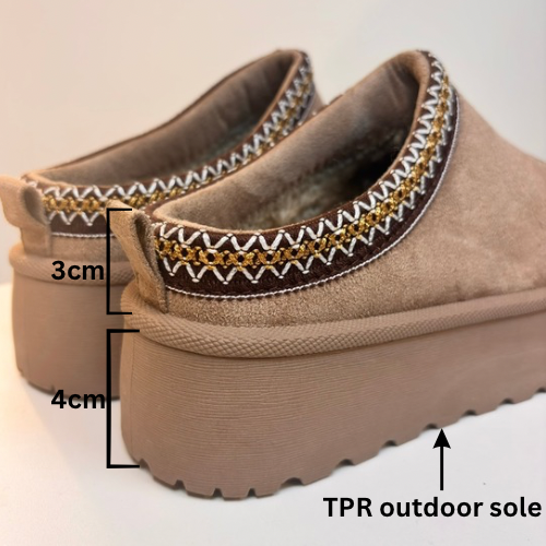 TASMIN chunky fur-lined outdoor winter slipper shoes