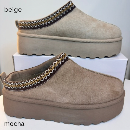 TASMIN chunky fur-lined outdoor winter slipper shoes