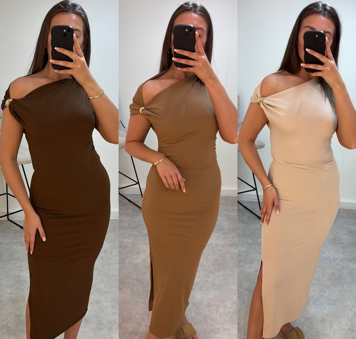 Off-Shoulder Bodycon Holiday Lightweight Dress with Split