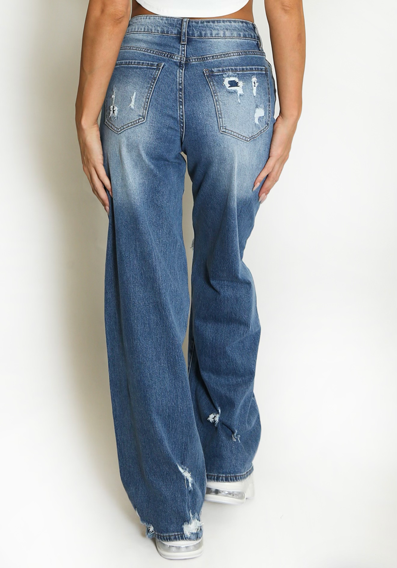 Distressed Denim Ripped Straight Leg Dad Jeans