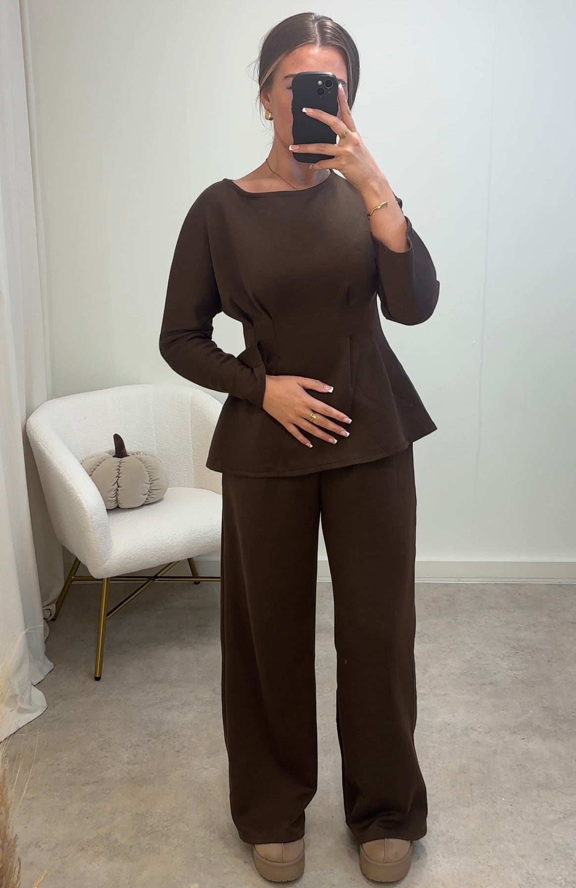 CINCHED waist long sleeved co-ord two piece set