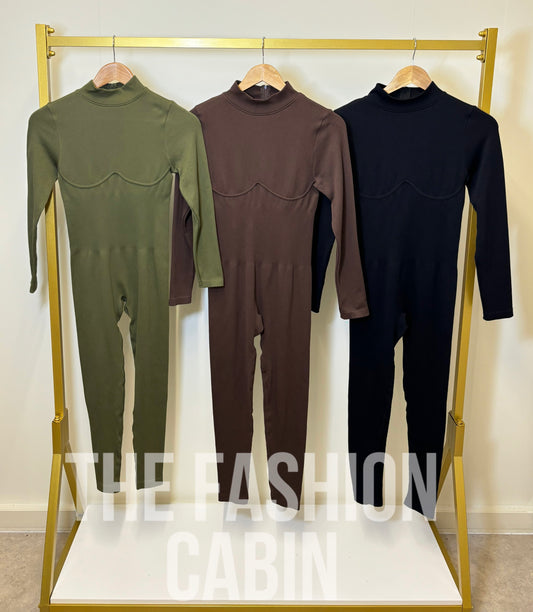 JESSICA ribbed jumpsuit with corset detail