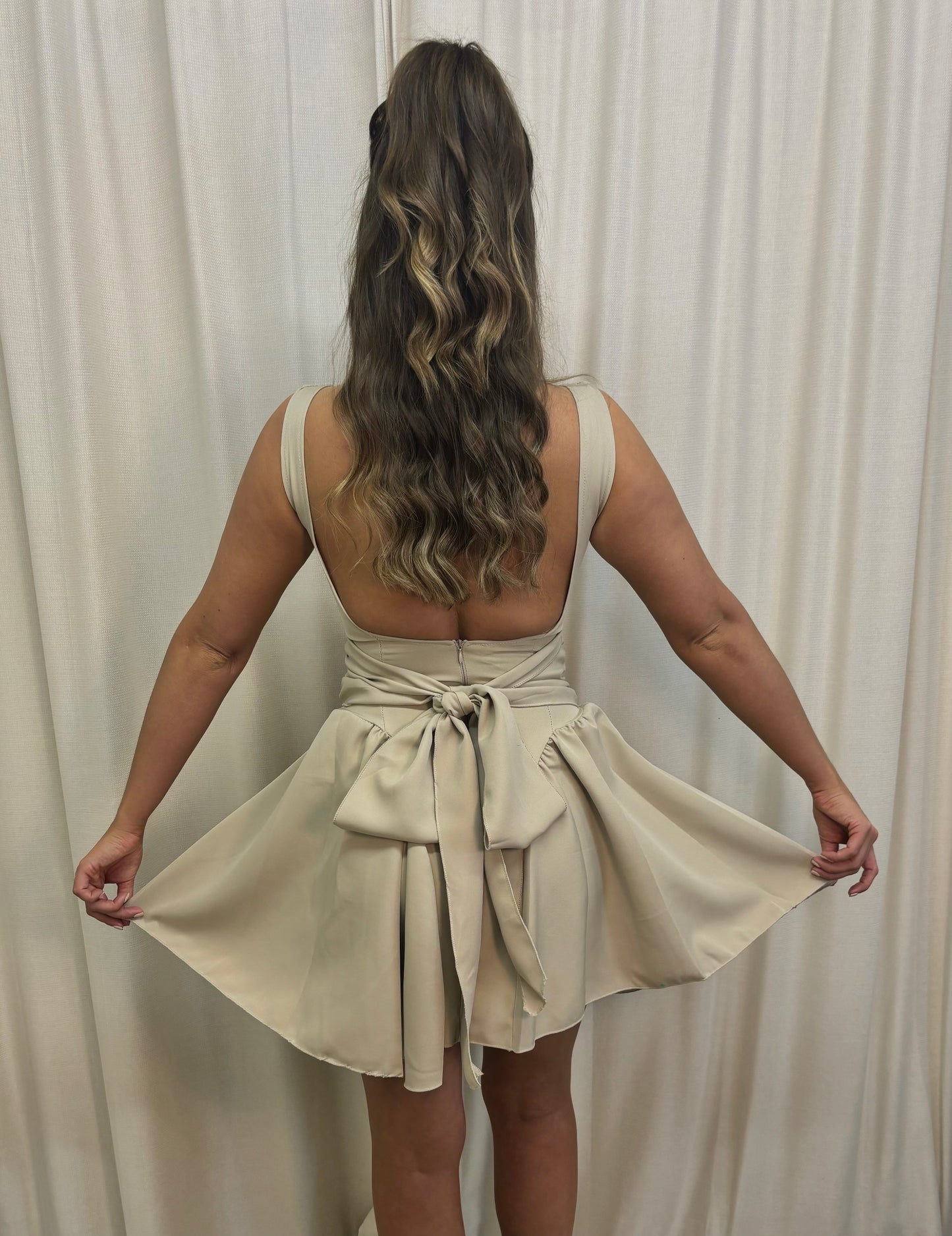 BOW backless skater dress