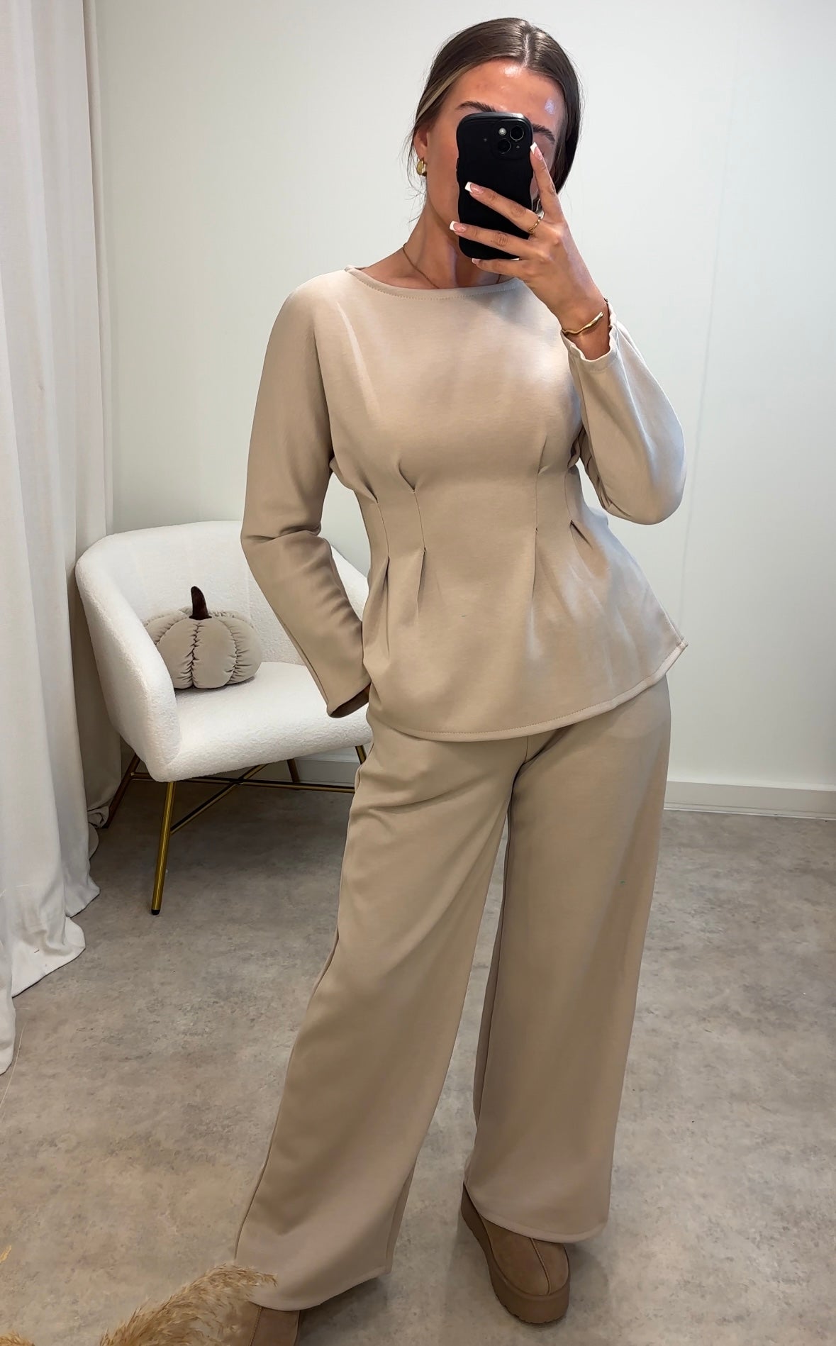 CINCHED waist long sleeved co-ord two piece set