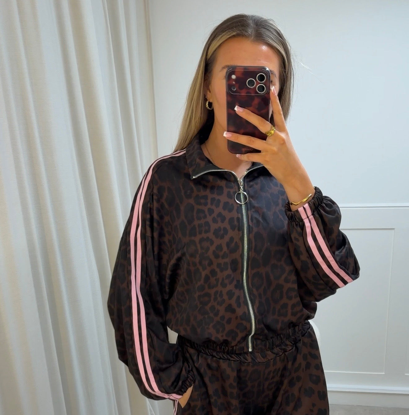 Leopard Print Jacket- Stripe Zip Up - Tracksuit PANTS SOLD SEPARATELY