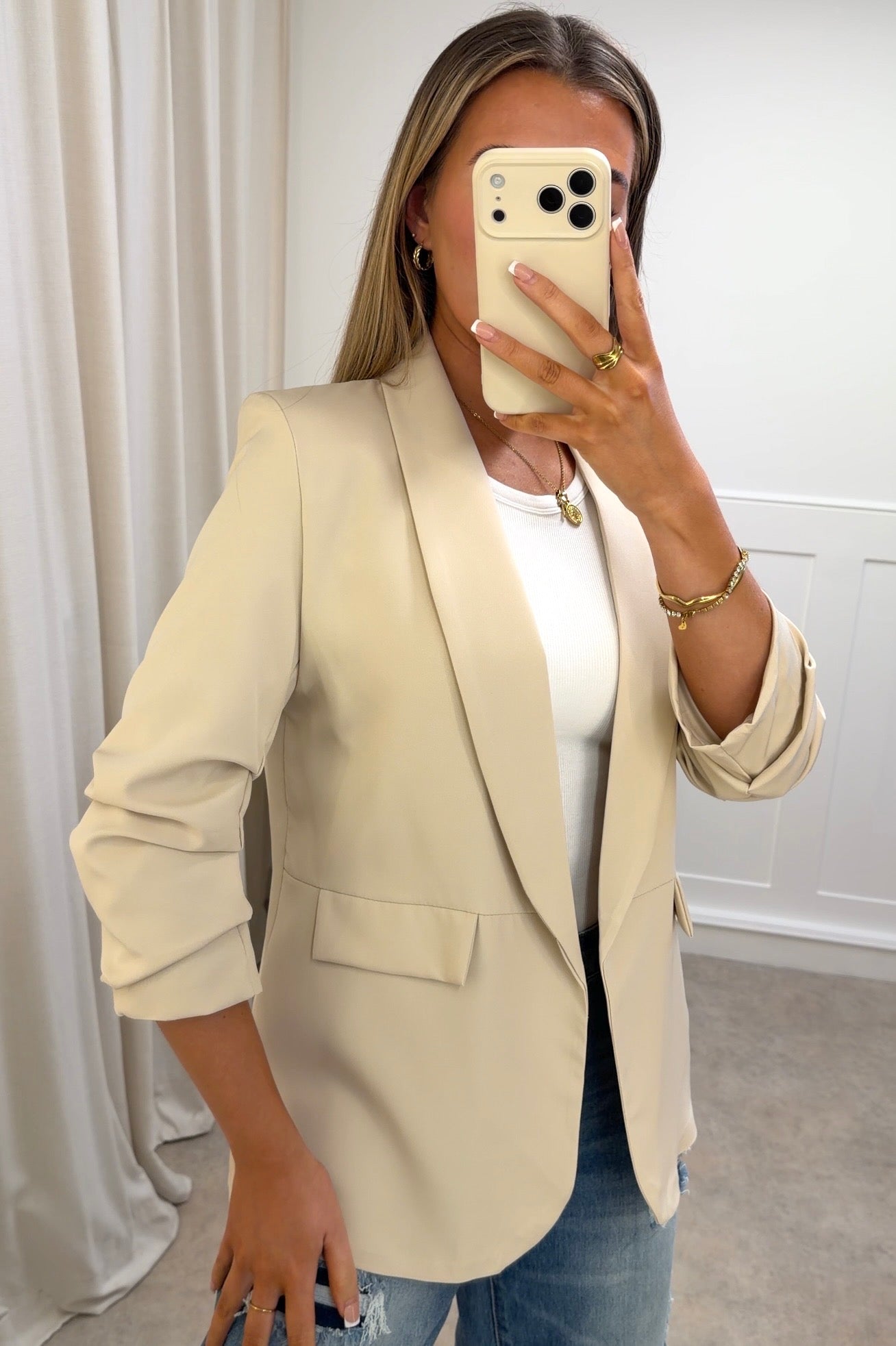 BLOOM Ruched Sleeve Blazer