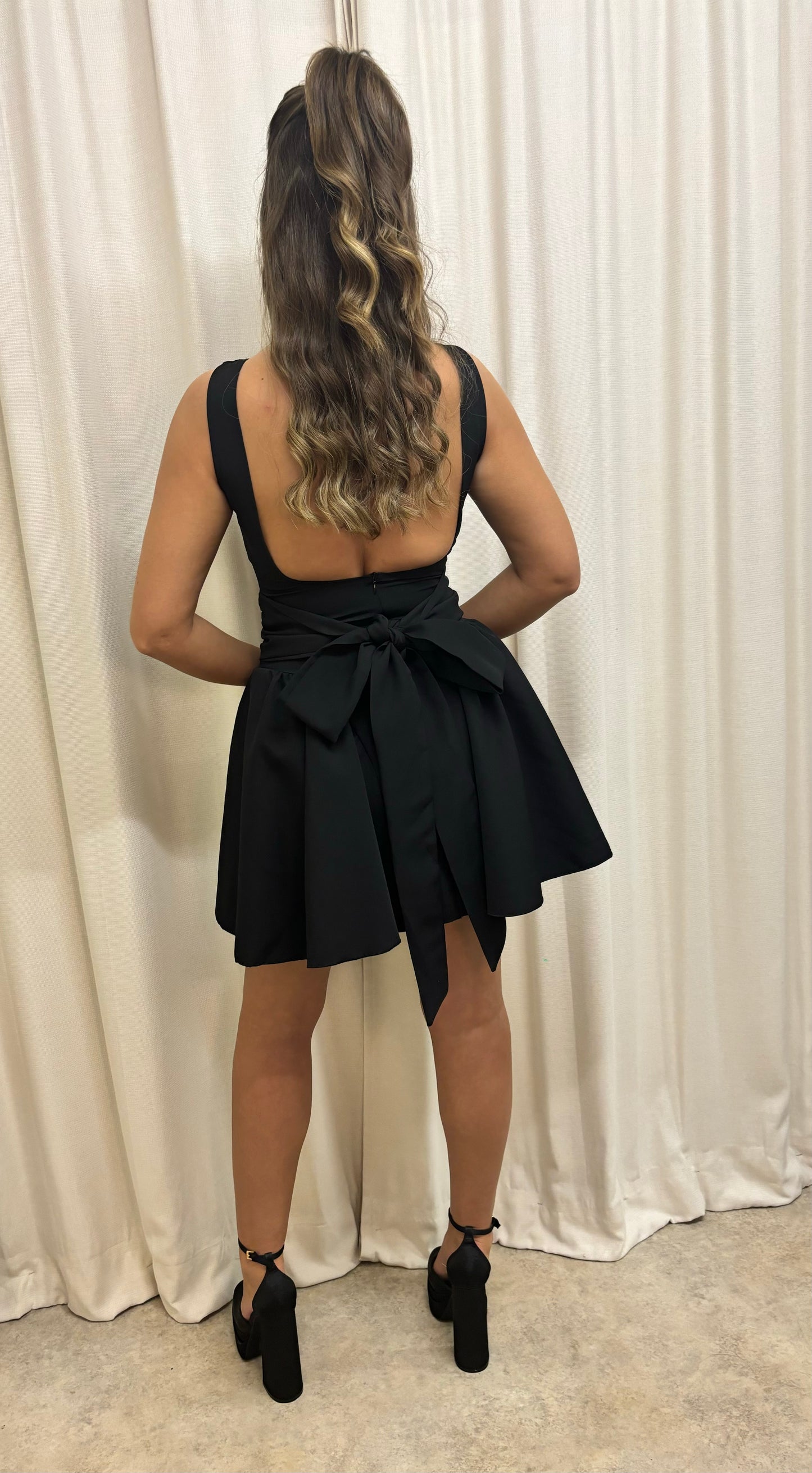 BOW backless skater dress