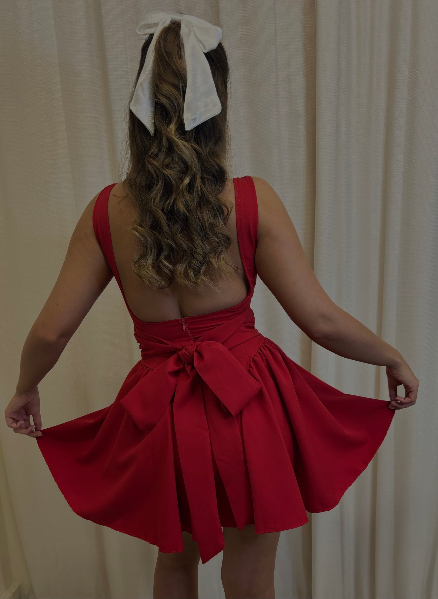 BOW backless skater dress