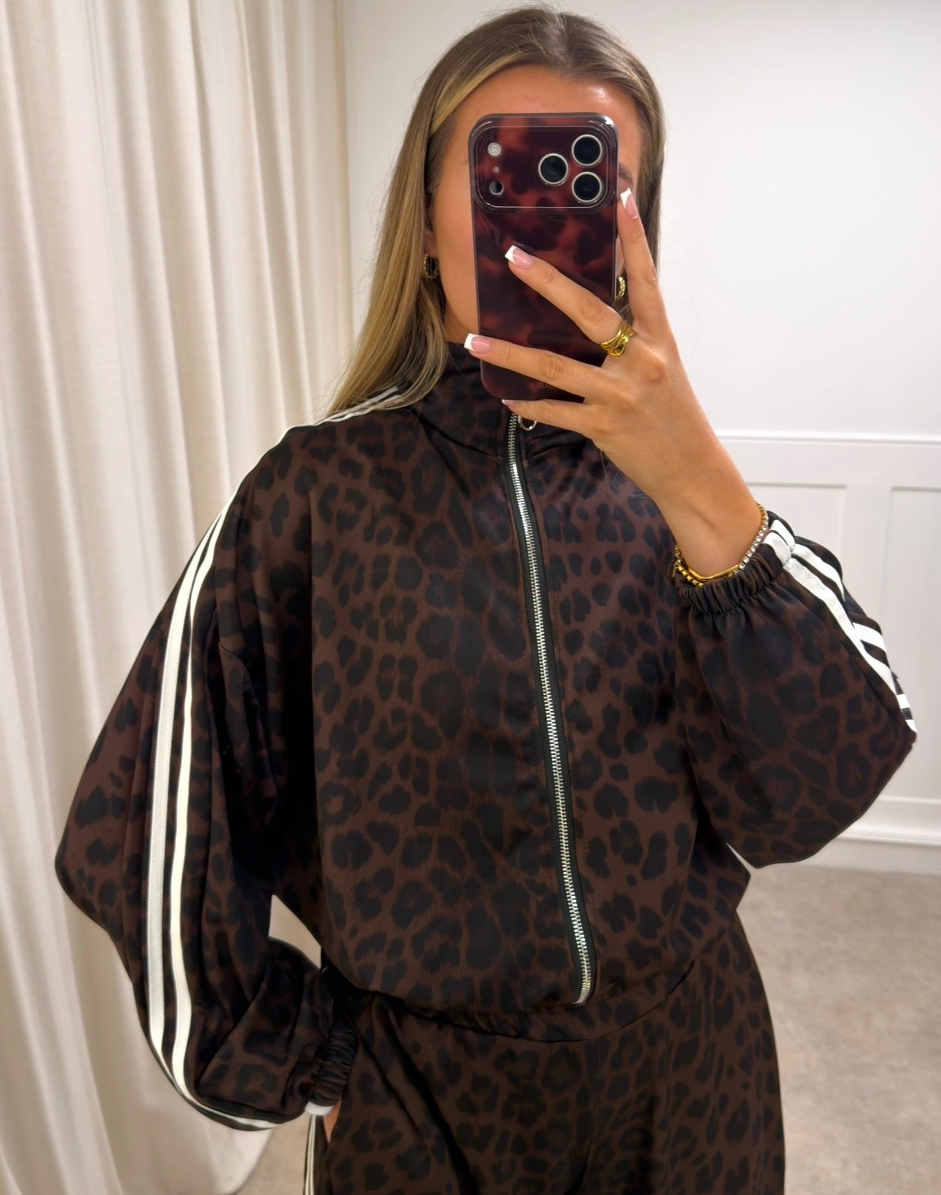 Leopard Print Jacket- Stripe Zip Up - Tracksuit PANTS SOLD SEPARATELY