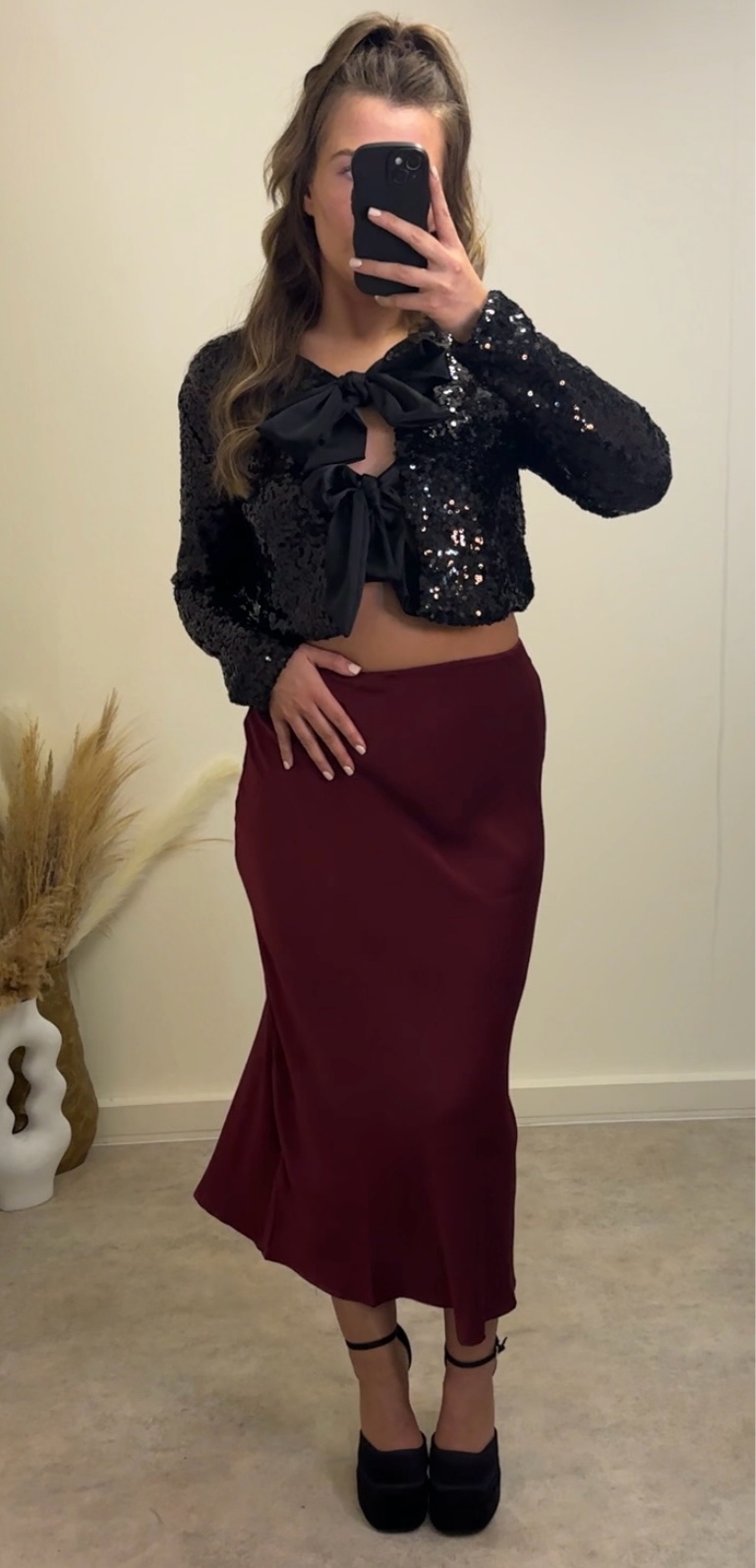 CIARA satin midi skirt