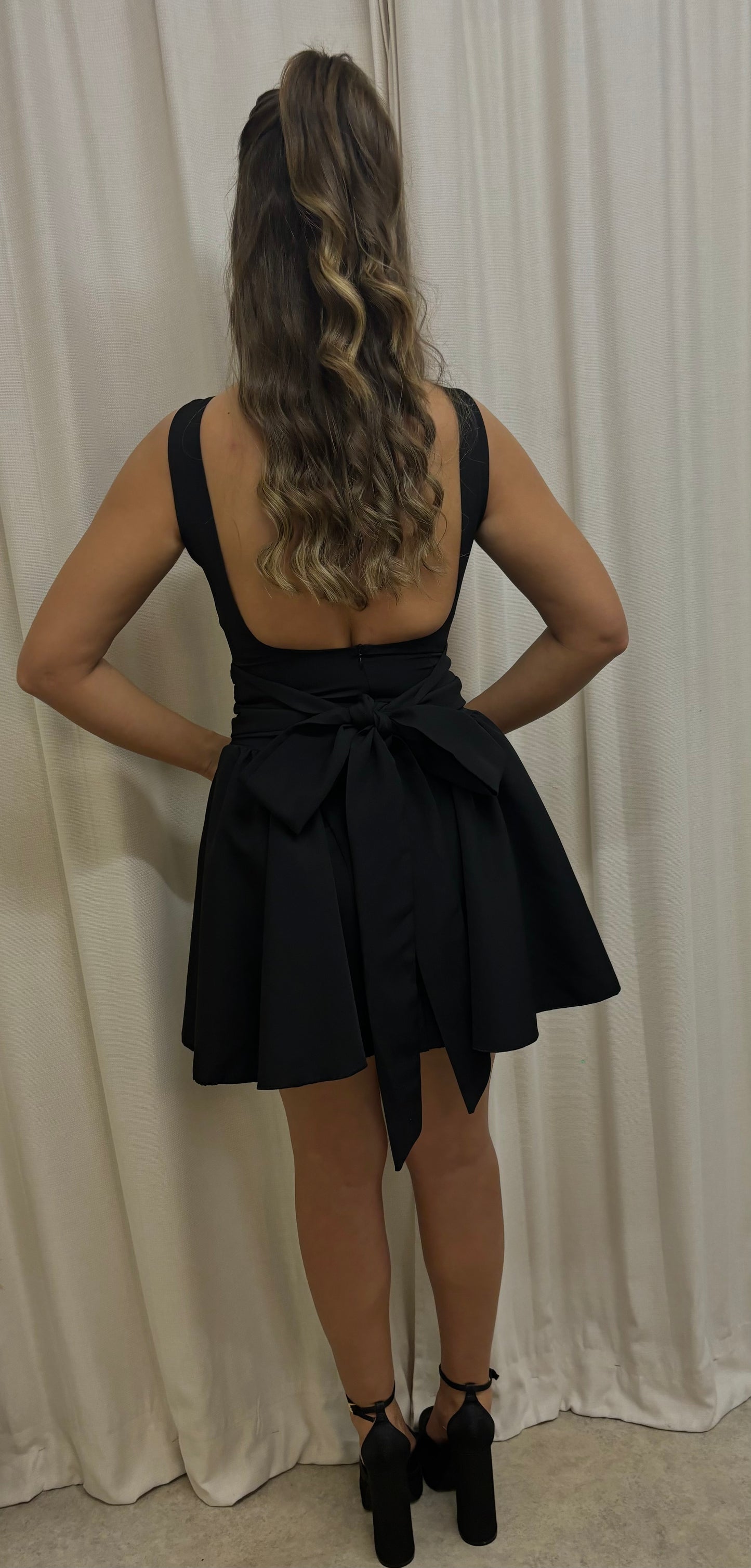 BOW backless skater dress