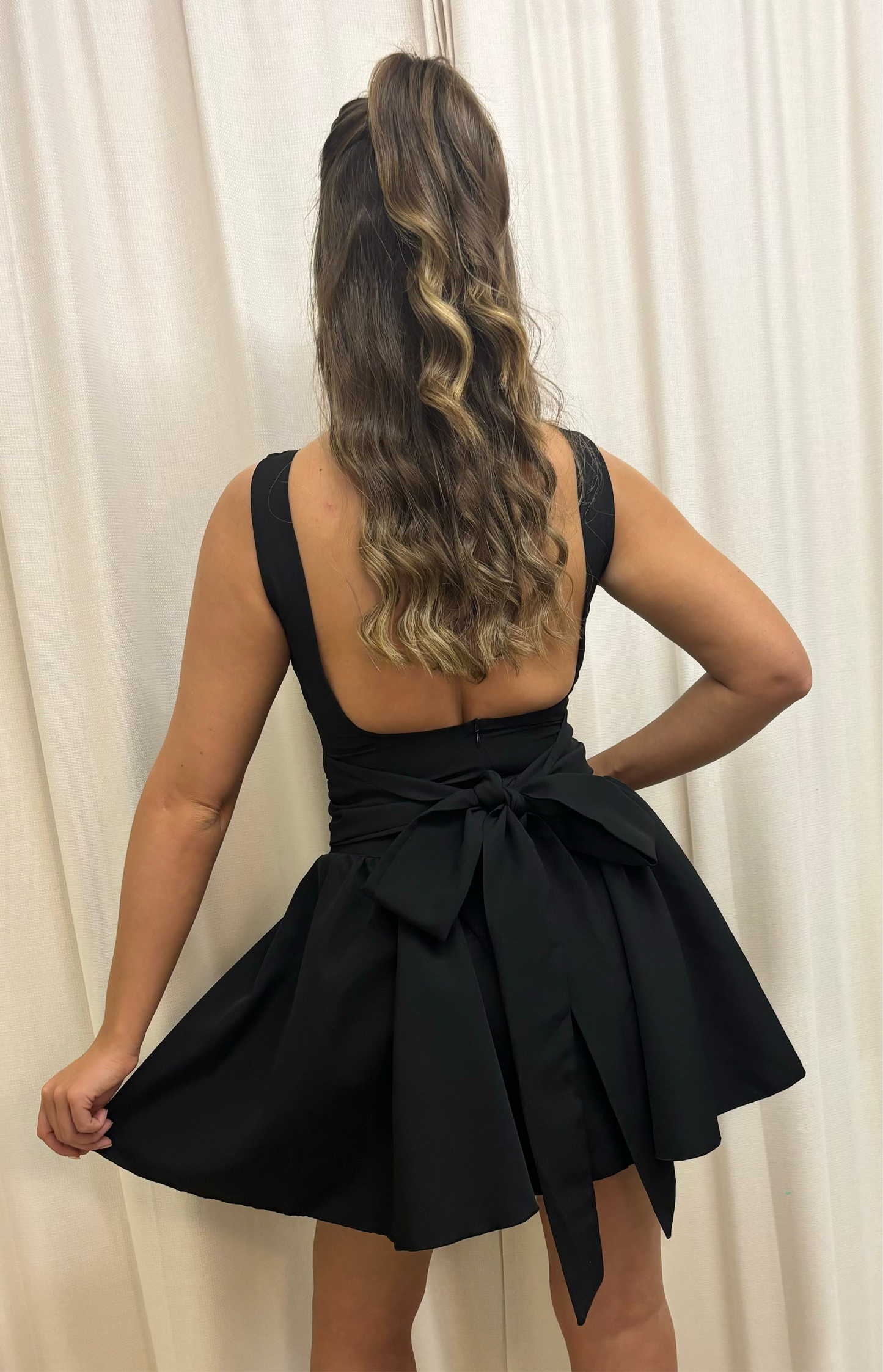BOW backless skater dress