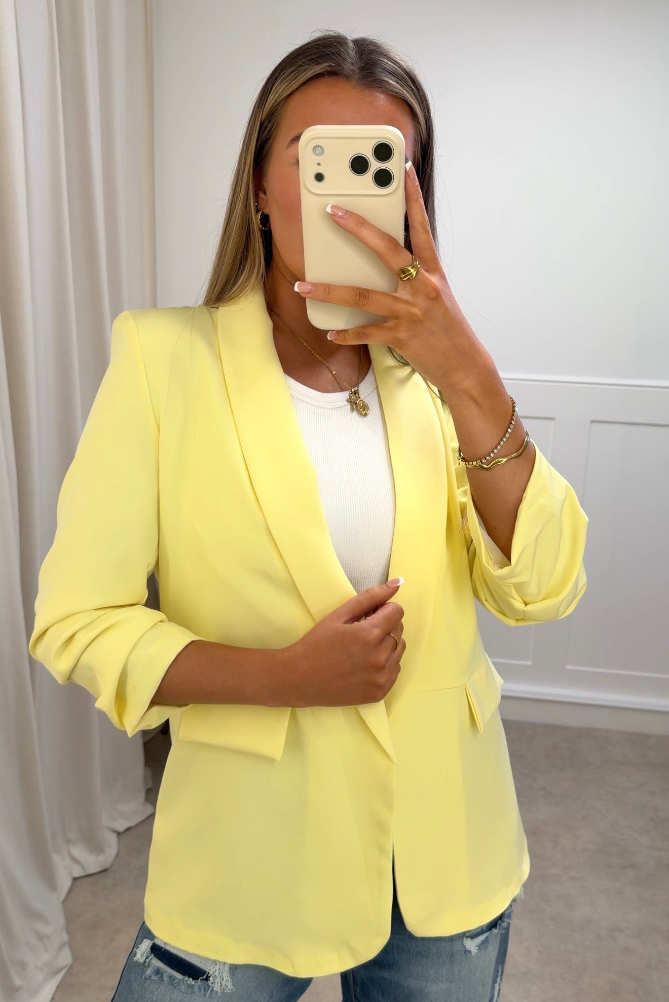 BLOOM Ruched Sleeve Blazer