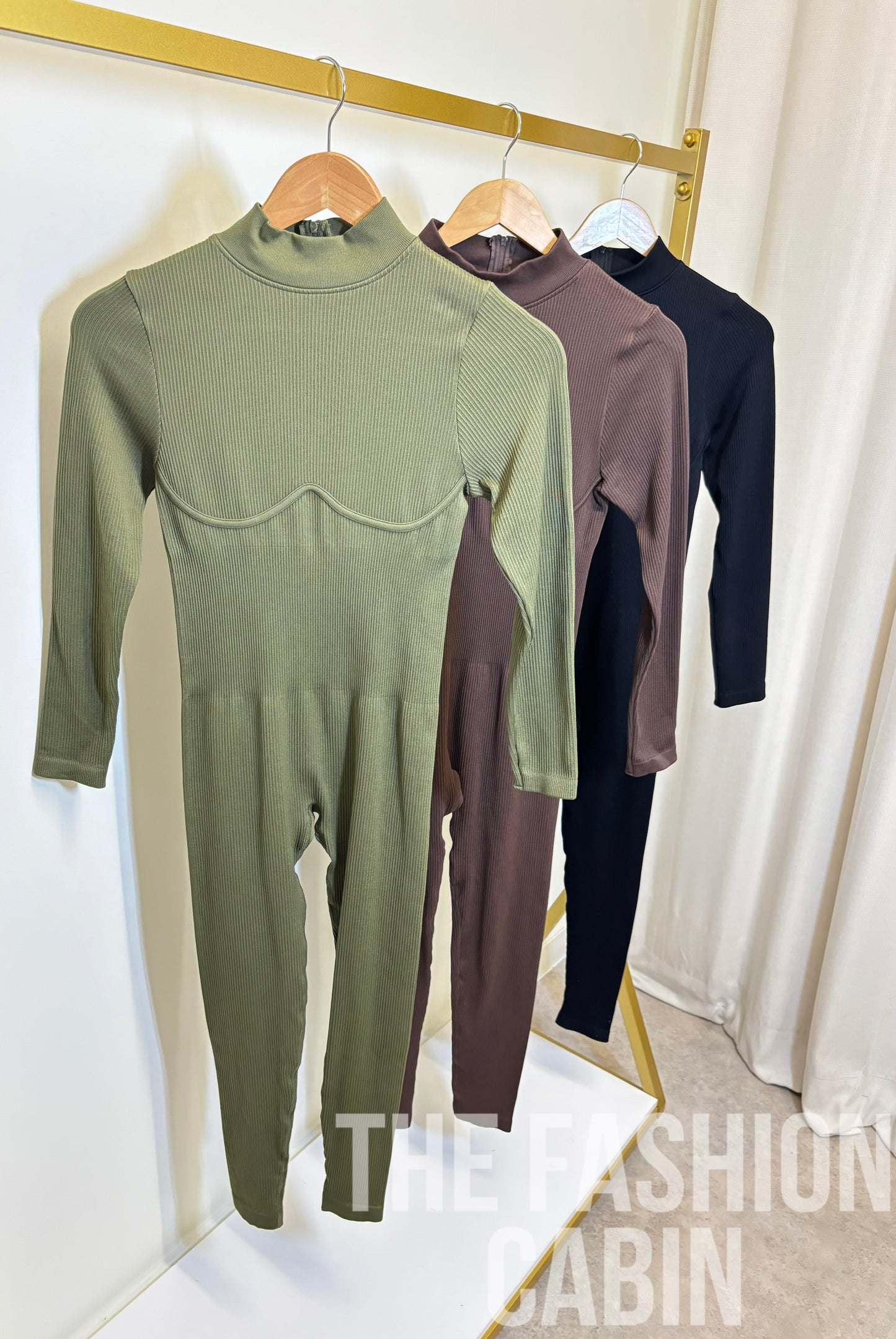 JESSICA ribbed jumpsuit with corset detail