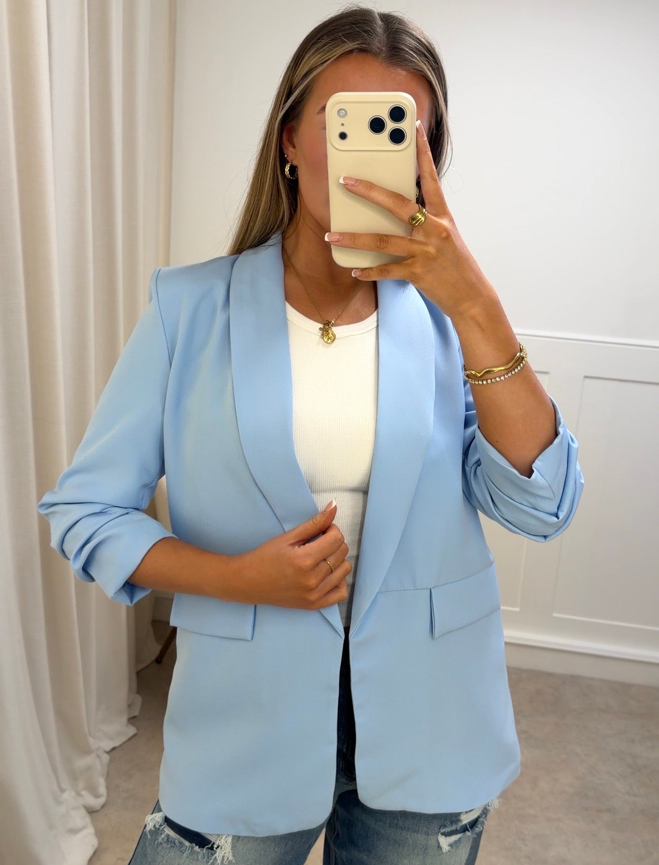 BLOOM Ruched Sleeve Blazer