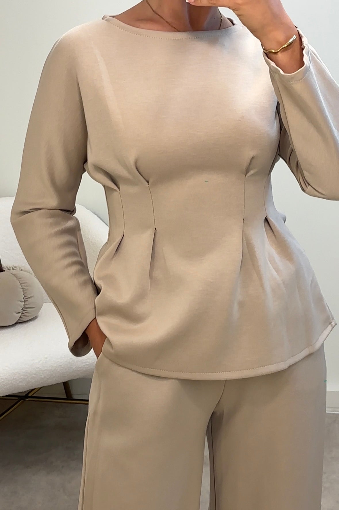 CINCHED waist long sleeved co-ord two piece set