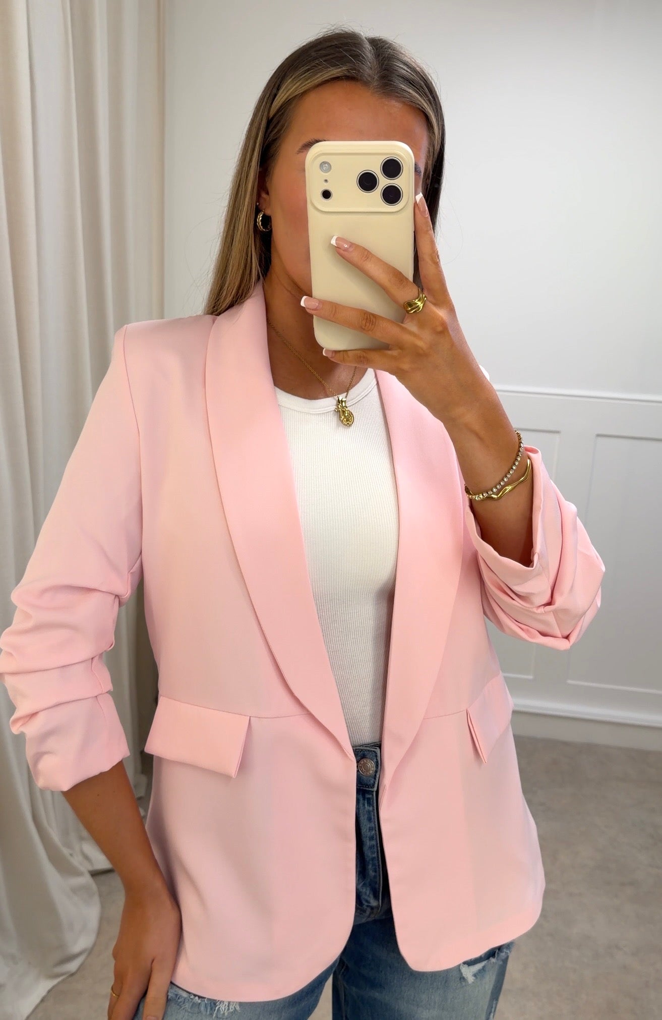 BLOOM Ruched Sleeve Blazer