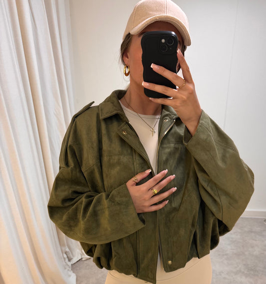 SUEDE-TOUCH BOMBER JACKET