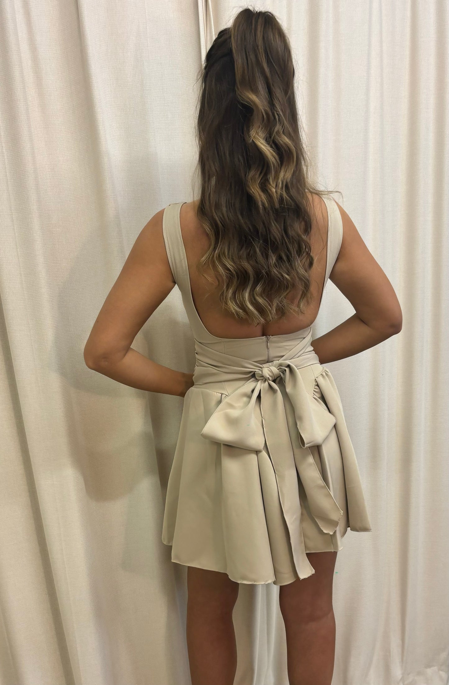 BOW backless skater dress