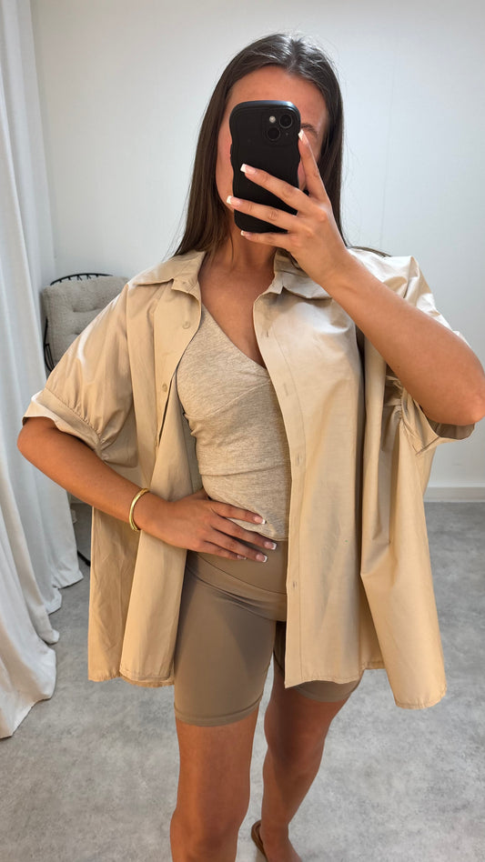 Cotton Oversized Lightweight Puffed Sleeve Shirt