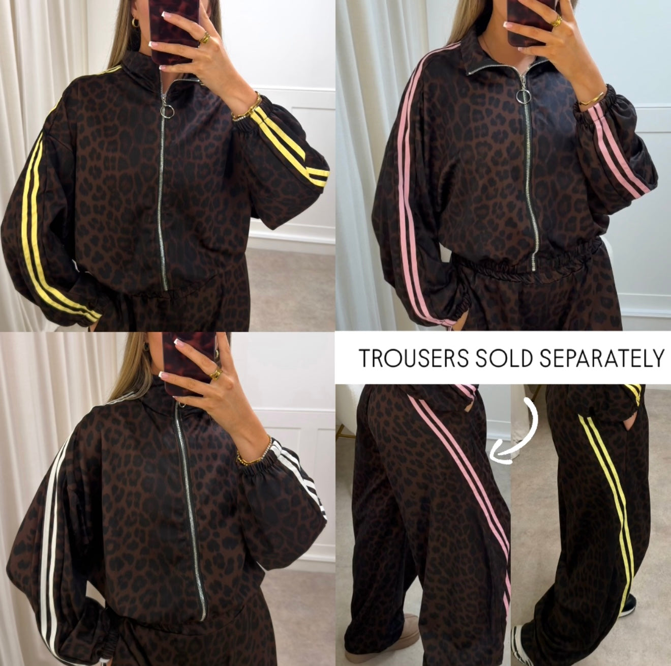 Leopard Print Jacket- Stripe Zip Up - Tracksuit PANTS SOLD SEPARATELY