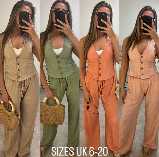 Waistcoat Co Ord in Sizes UK 6-20 Women’s Summer Loungewear Set