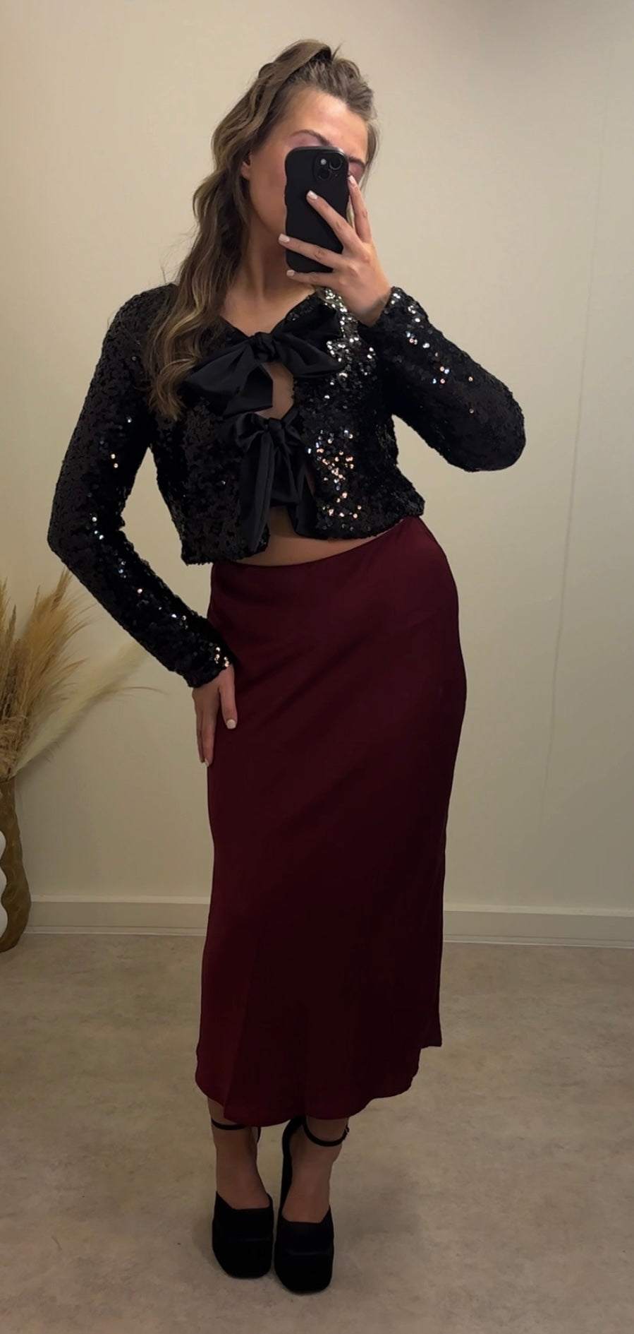 CIARA satin midi skirt