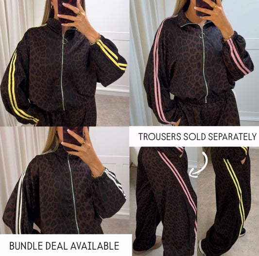 Leopard Print Jacket- Stripe Zip Up - Tracksuit PANTS SOLD SEPARATELY
