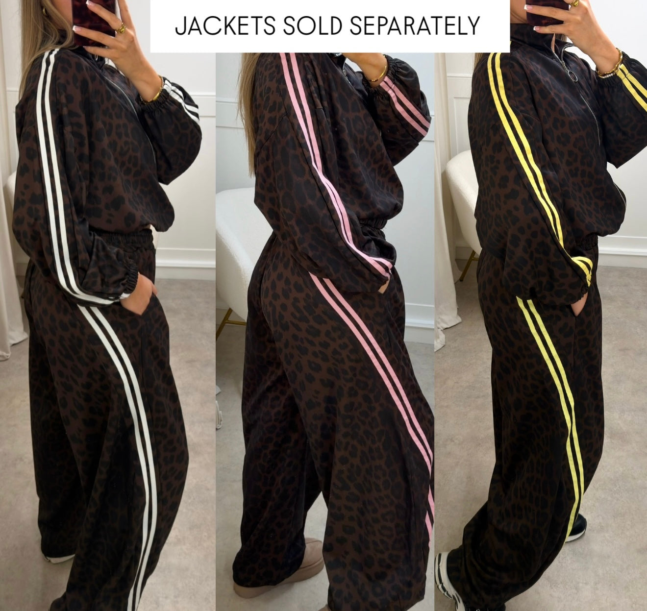 Leopard Print Pants  - Stripe Toggle Hem- Tracksuit JACKETS SOLD SEPARATELY