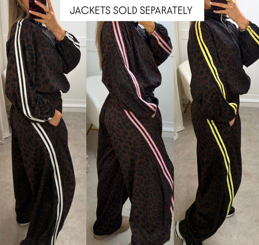 Leopard Print Pants  - Stripe Toggle Hem- Tracksuit JACKETS SOLD SEPARATELY