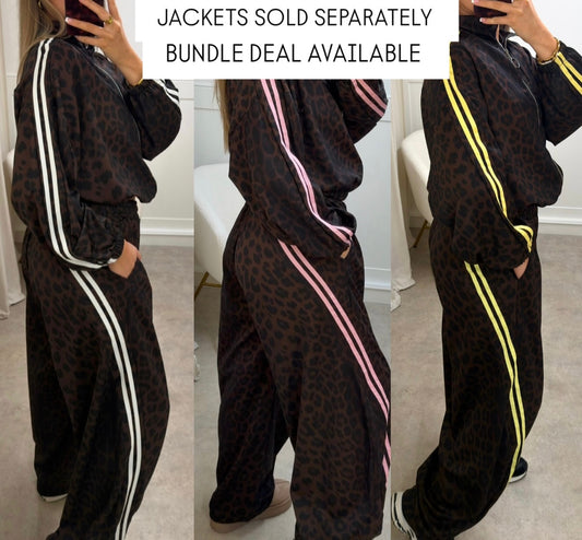 Leopard Print Pants  - Stripe Toggle Hem- Tracksuit JACKETS SOLD SEPARATELY