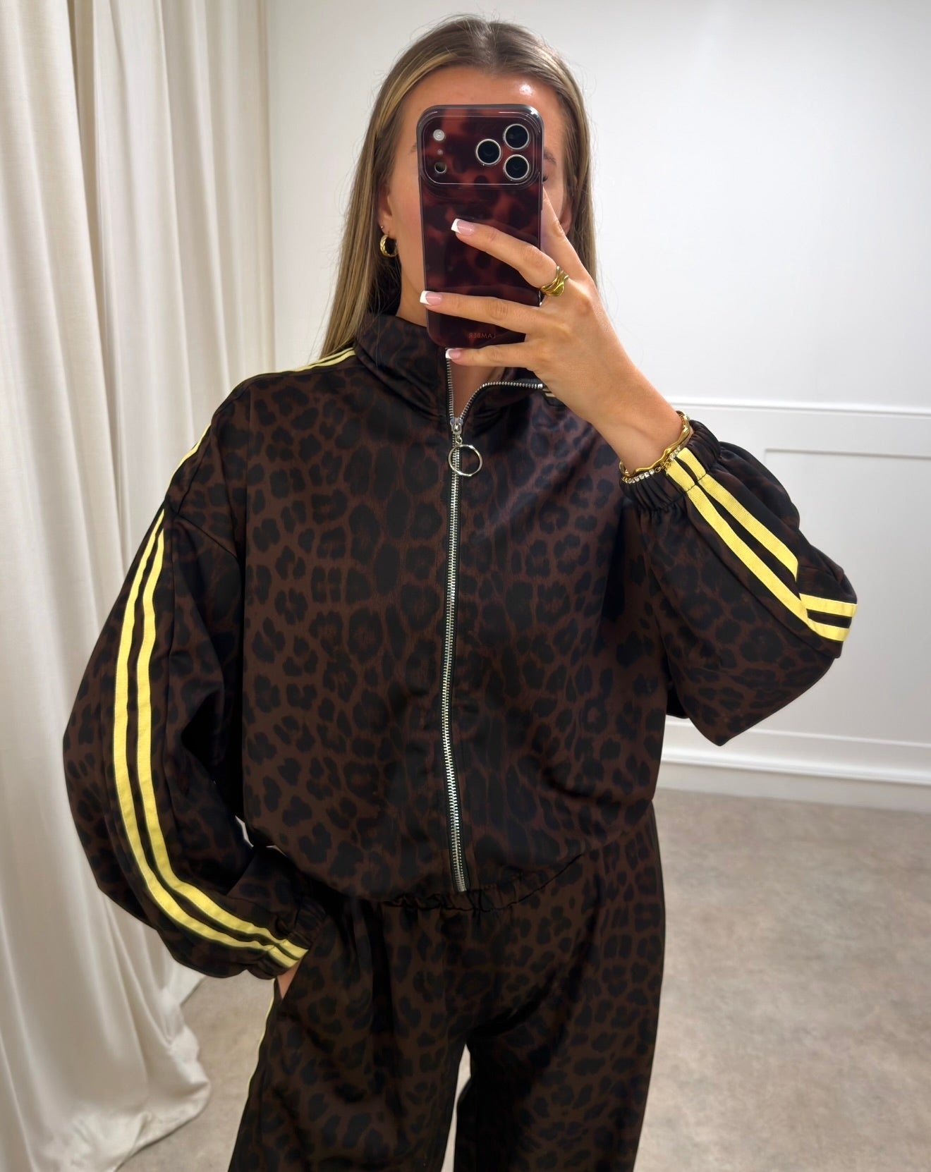 Leopard Print Jacket- Stripe Zip Up - Tracksuit PANTS SOLD SEPARATELY