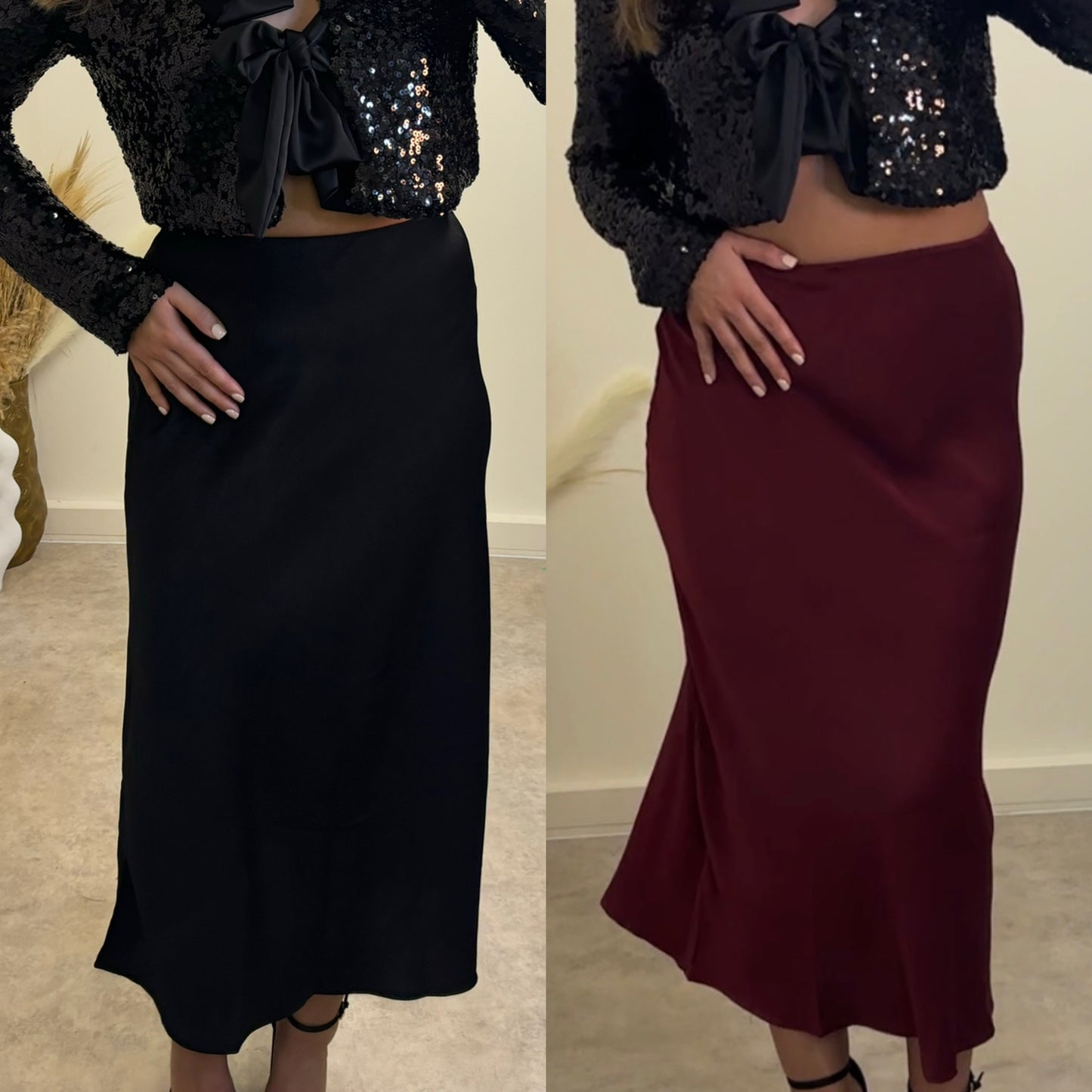 CIARA satin midi skirt