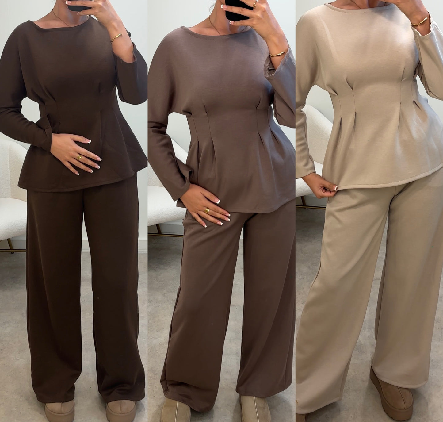 CINCHED waist long sleeved co-ord two piece set